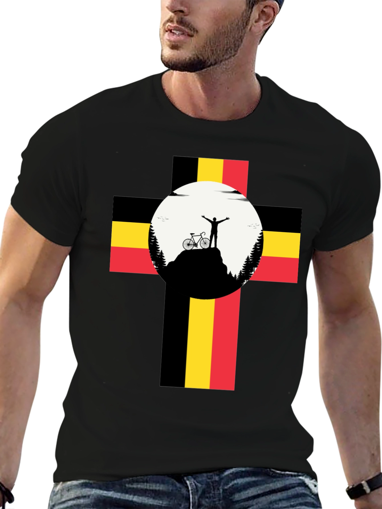 Belgium Flag Mountain Biker Graphic Tee