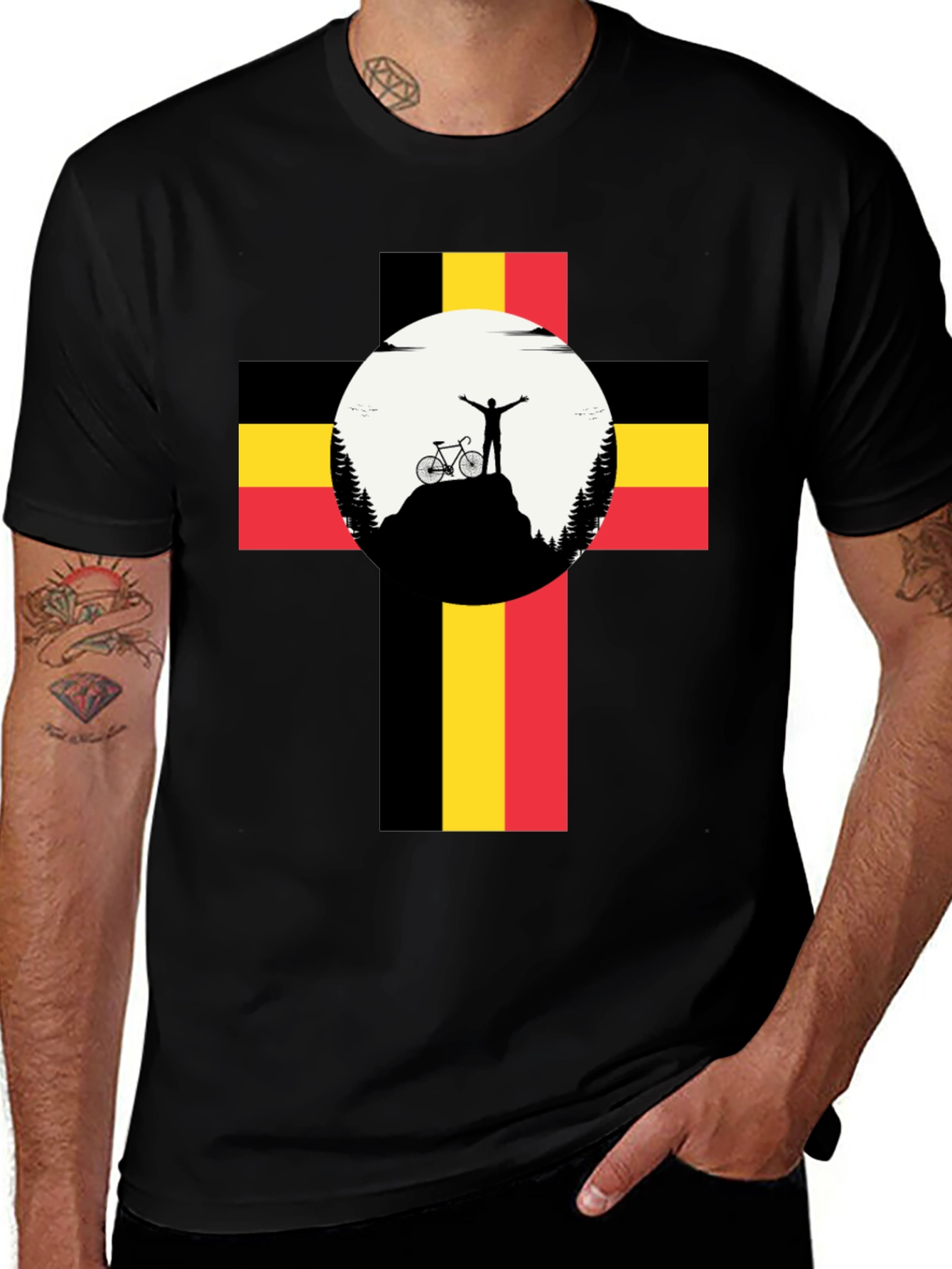 Belgium Flag Mountain Biker Graphic Tee