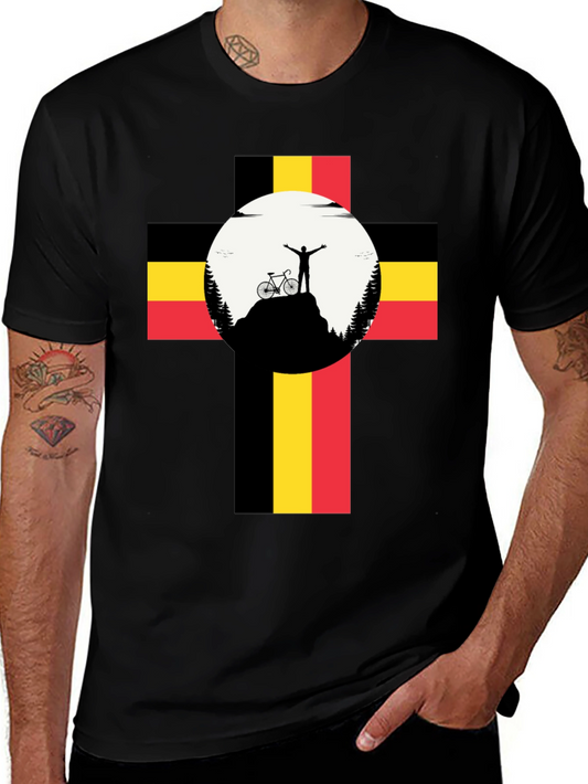 Belgium Flag Mountain Biker Graphic Tee
