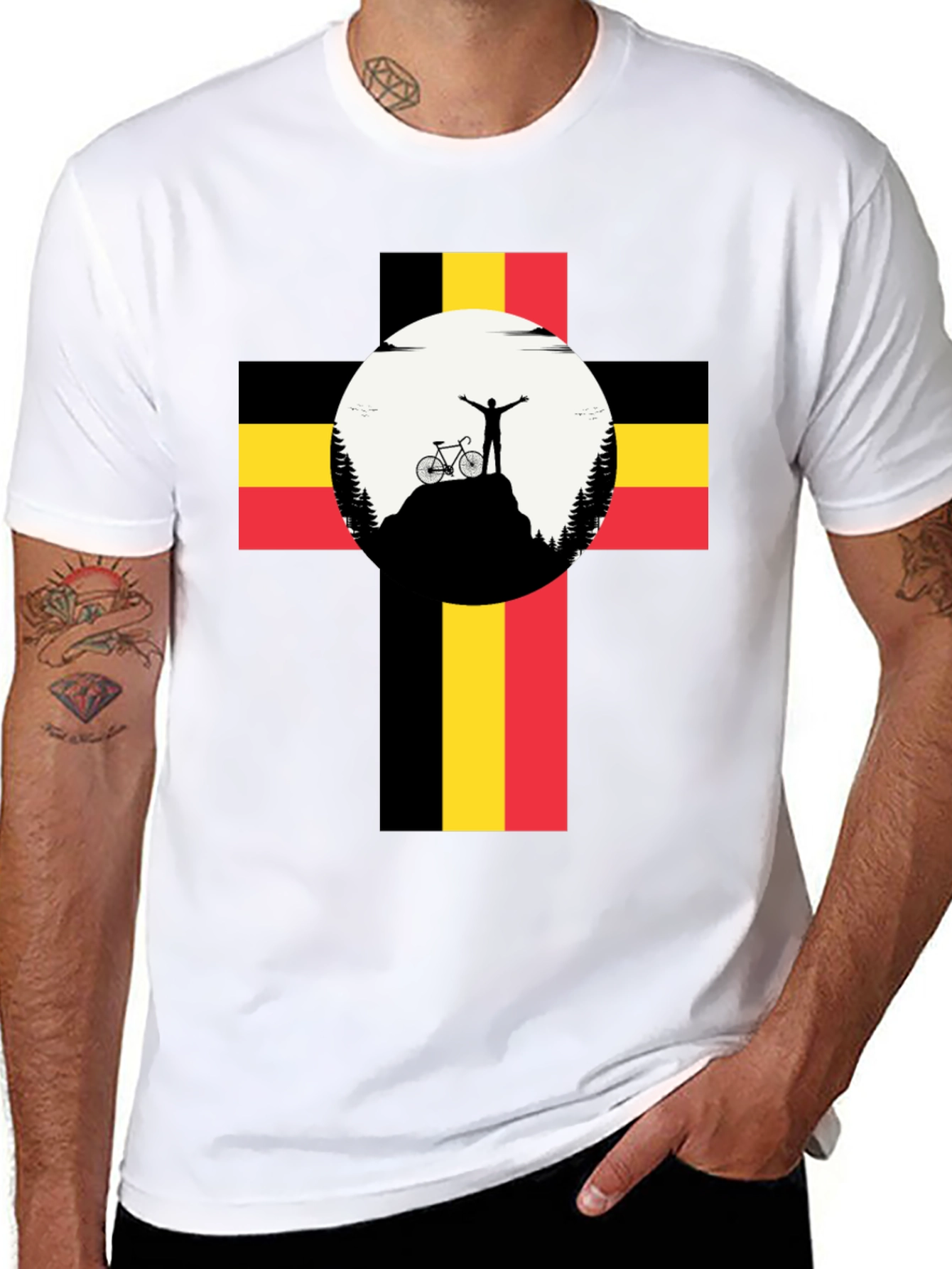Belgium Flag Mountain Biker Graphic Tee