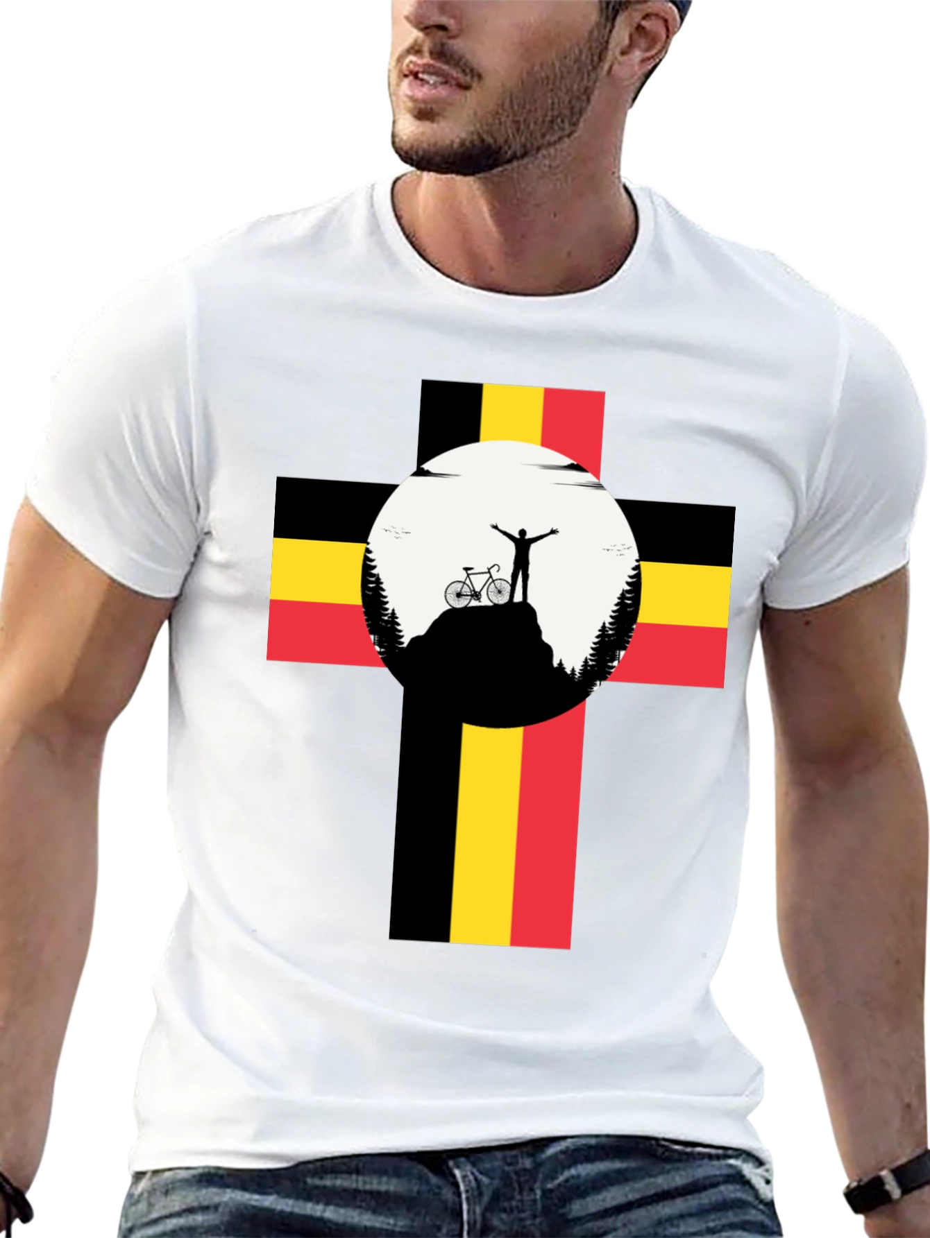 Belgium Flag Mountain Biker Graphic Tee