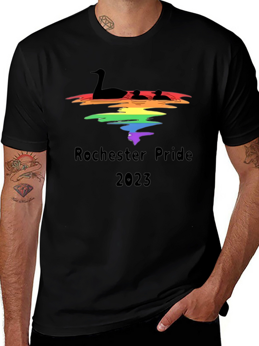 Rochester Pride 2023 Tee - Loon and Rainbow Design