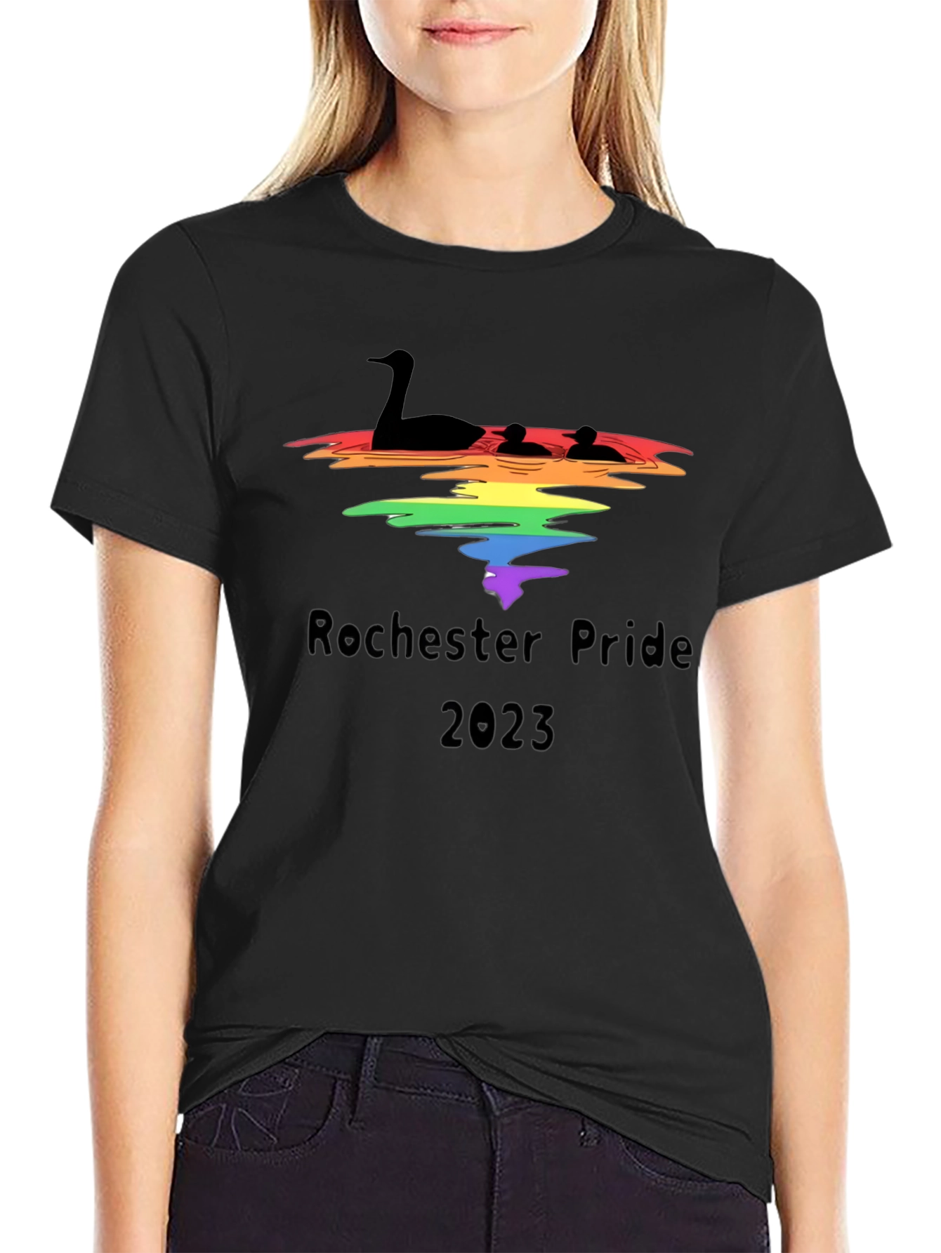 Rochester Pride 2023 Tee - Loon and Rainbow Design