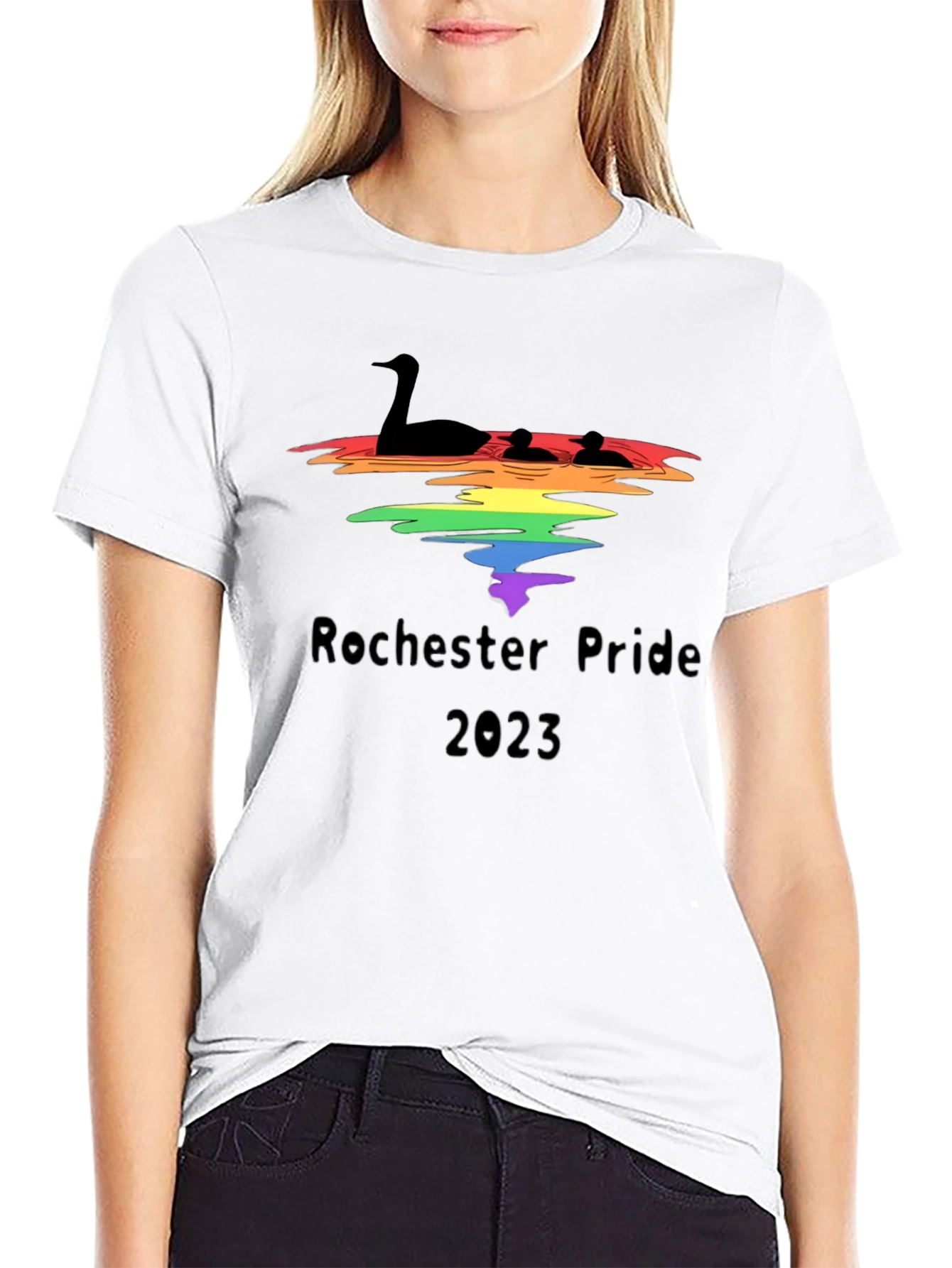 Rochester Pride 2023 Tee - Loon and Rainbow Design
