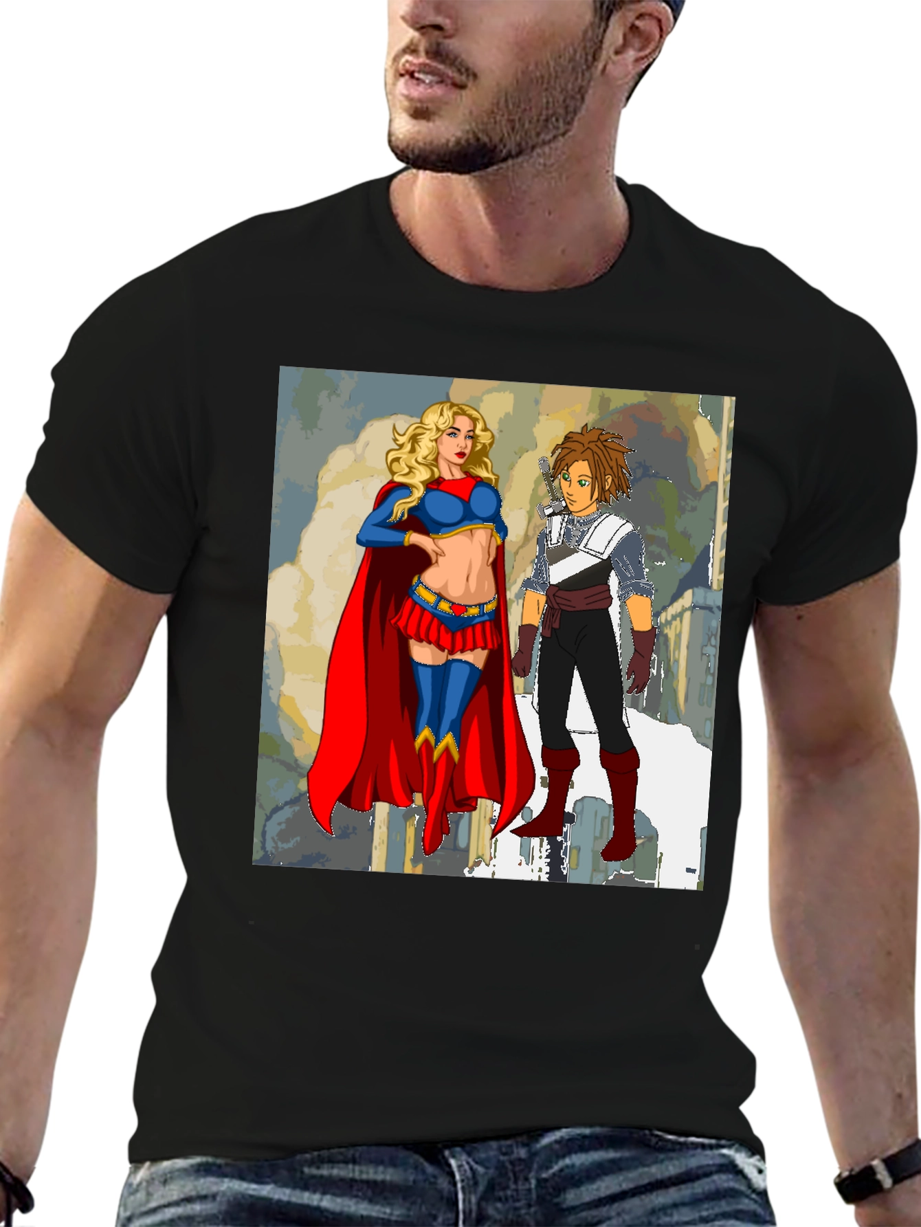 Supergirl & Friend Graphic Tee - Classic Black