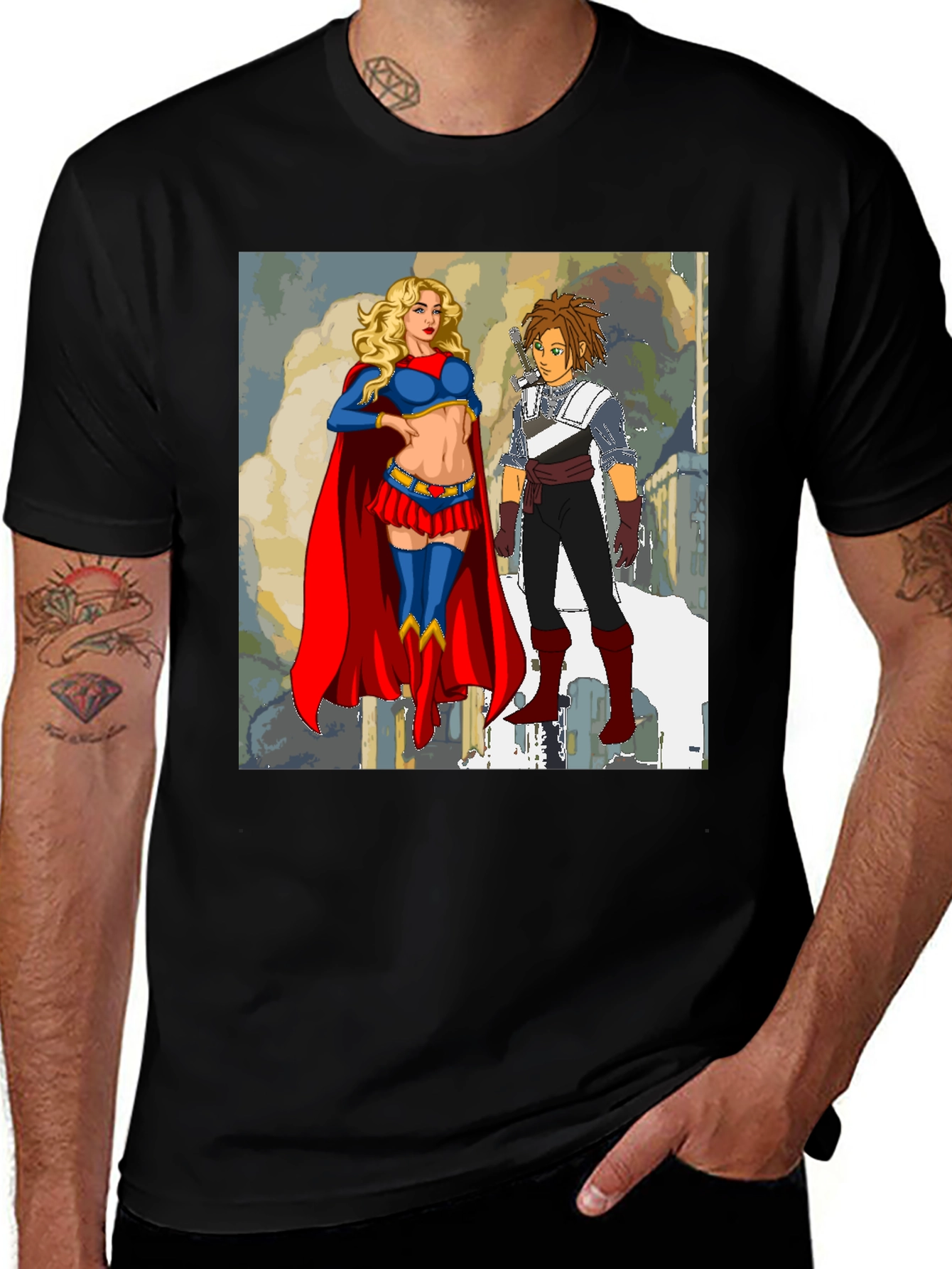Supergirl & Friend Graphic Tee - Classic Black