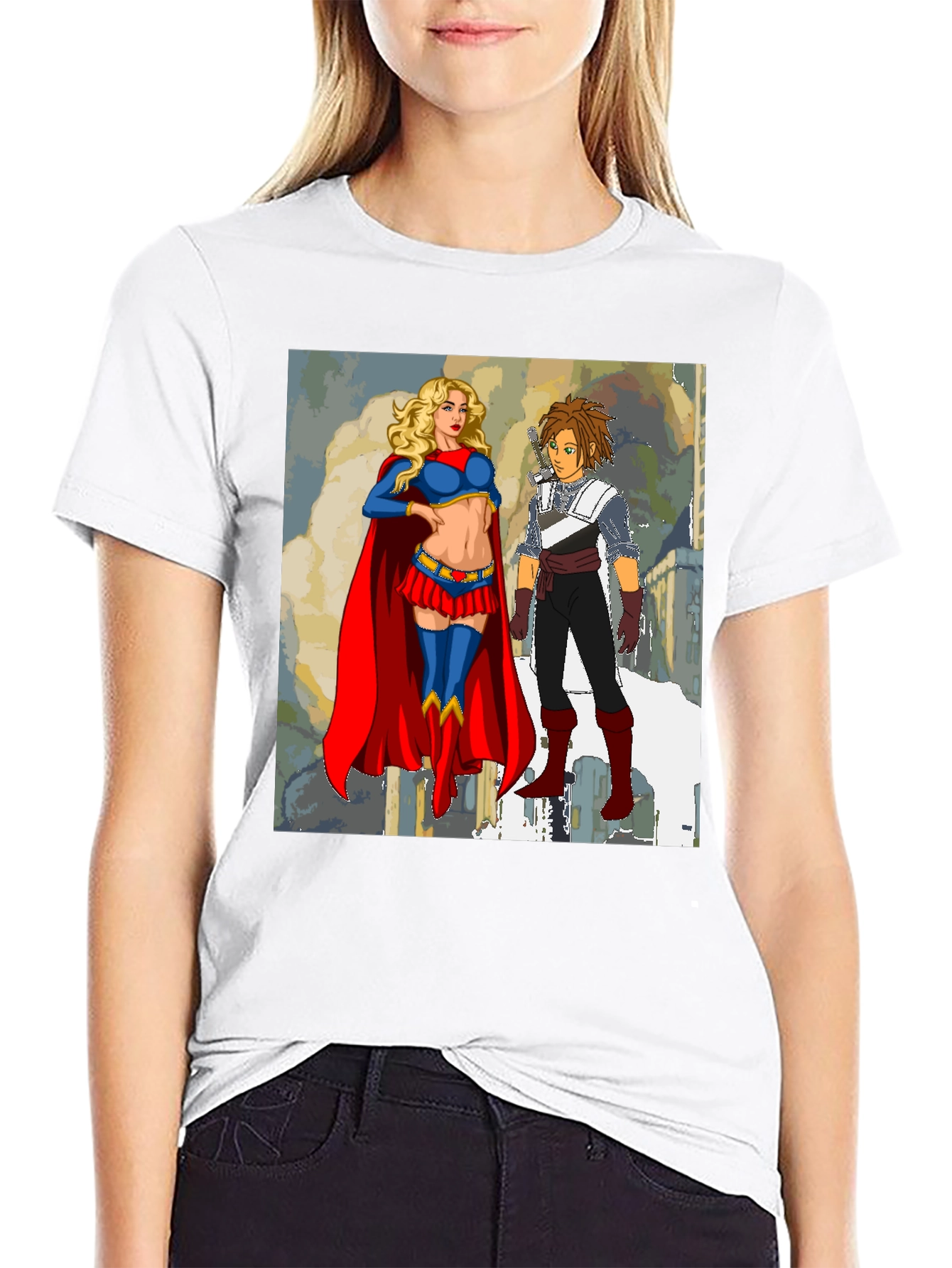 Supergirl & Friend Graphic Tee - Classic Black