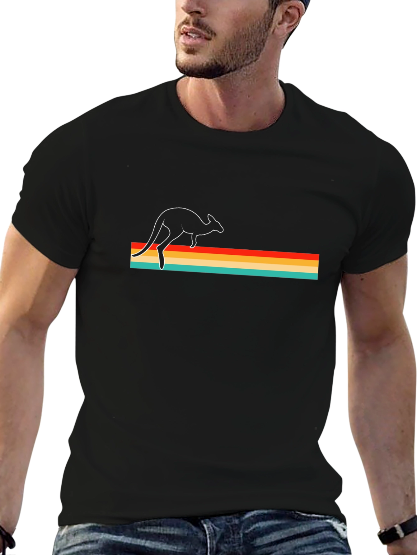 Retro Kangaroo T-Shirt - Black