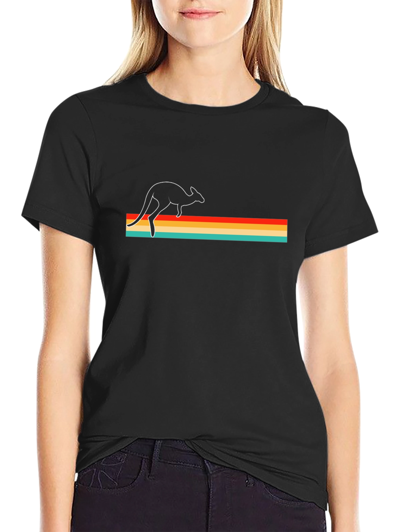 Retro Kangaroo T-Shirt - Black