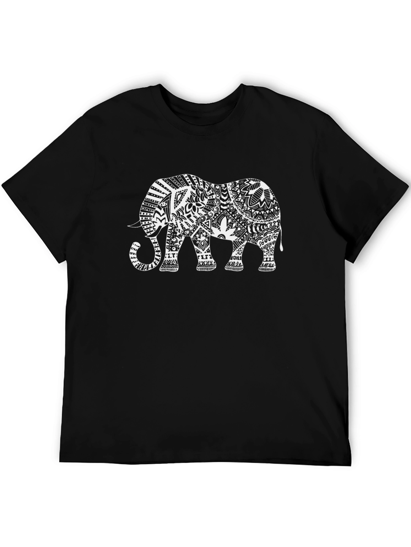 Tribal Elephant Graphic Black T-Shirt