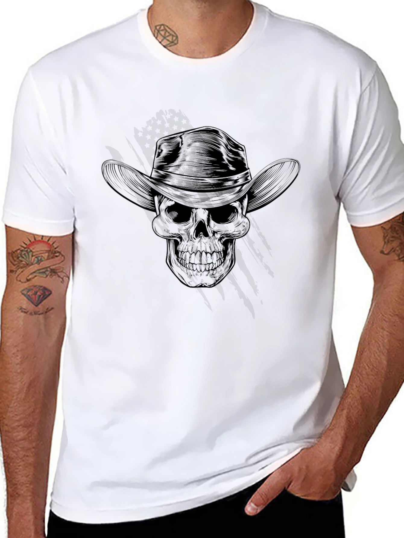 Skull Cowboy Hat Graphic Tee