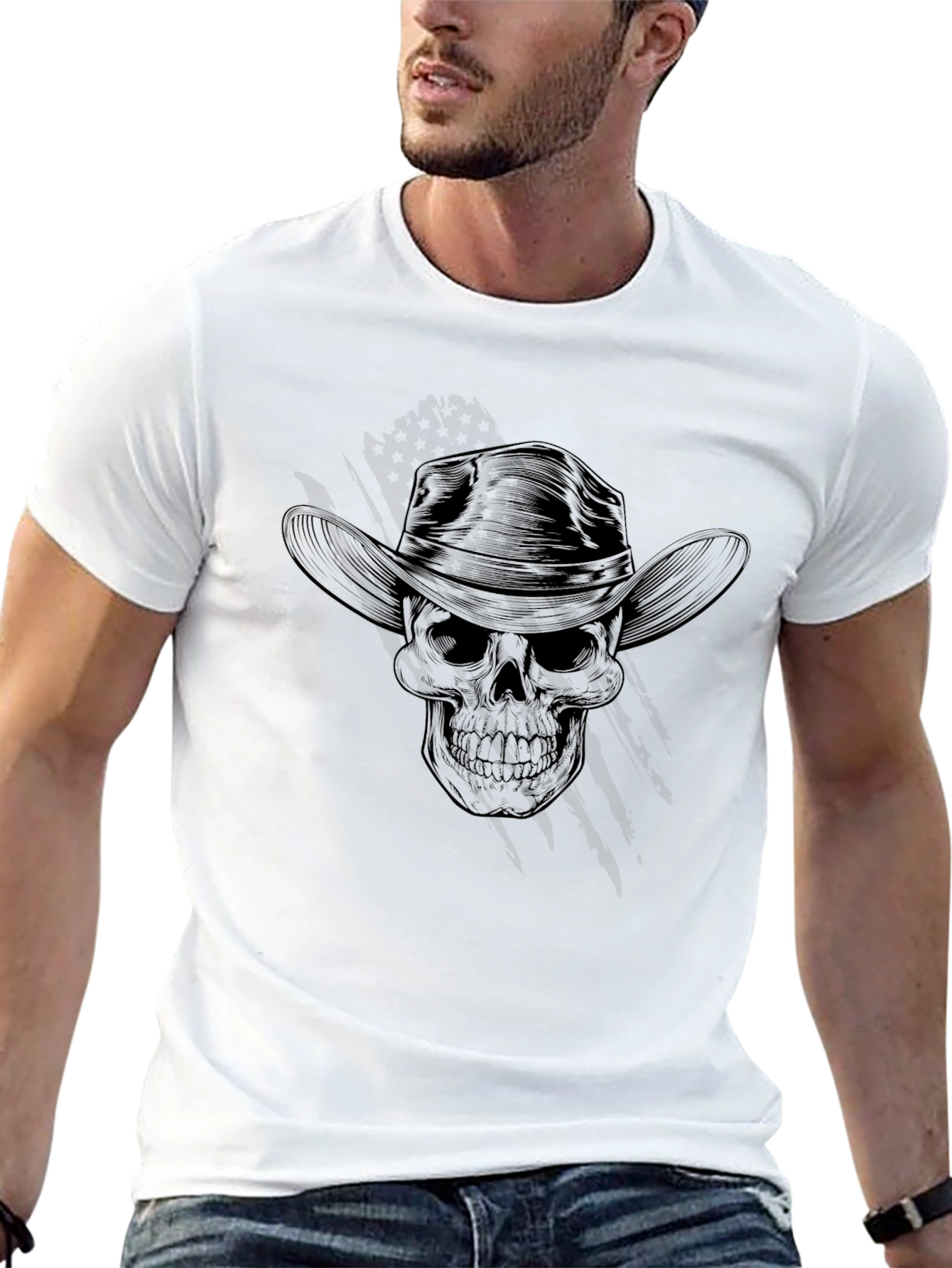 Skull Cowboy Hat Graphic Tee
