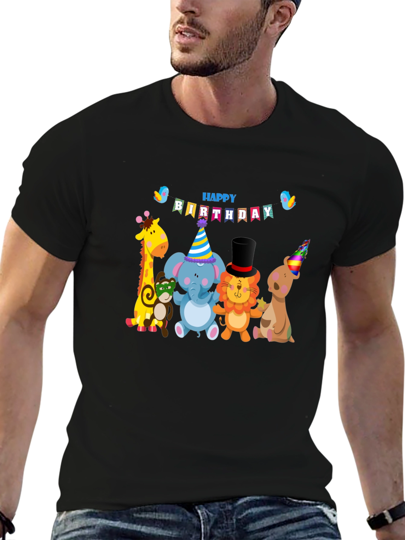 Birthday Animals Graphic Tee - Fun Celebration Shirt