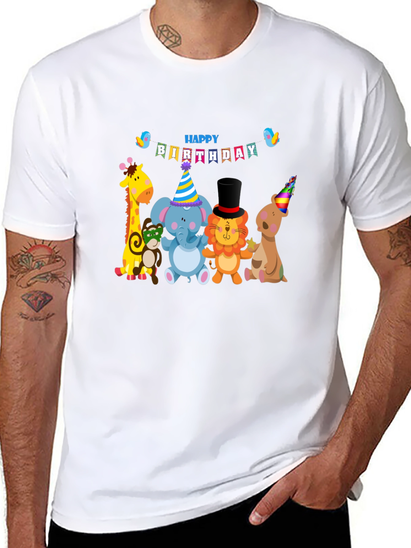 Birthday Animals Graphic Tee - Fun Celebration Shirt
