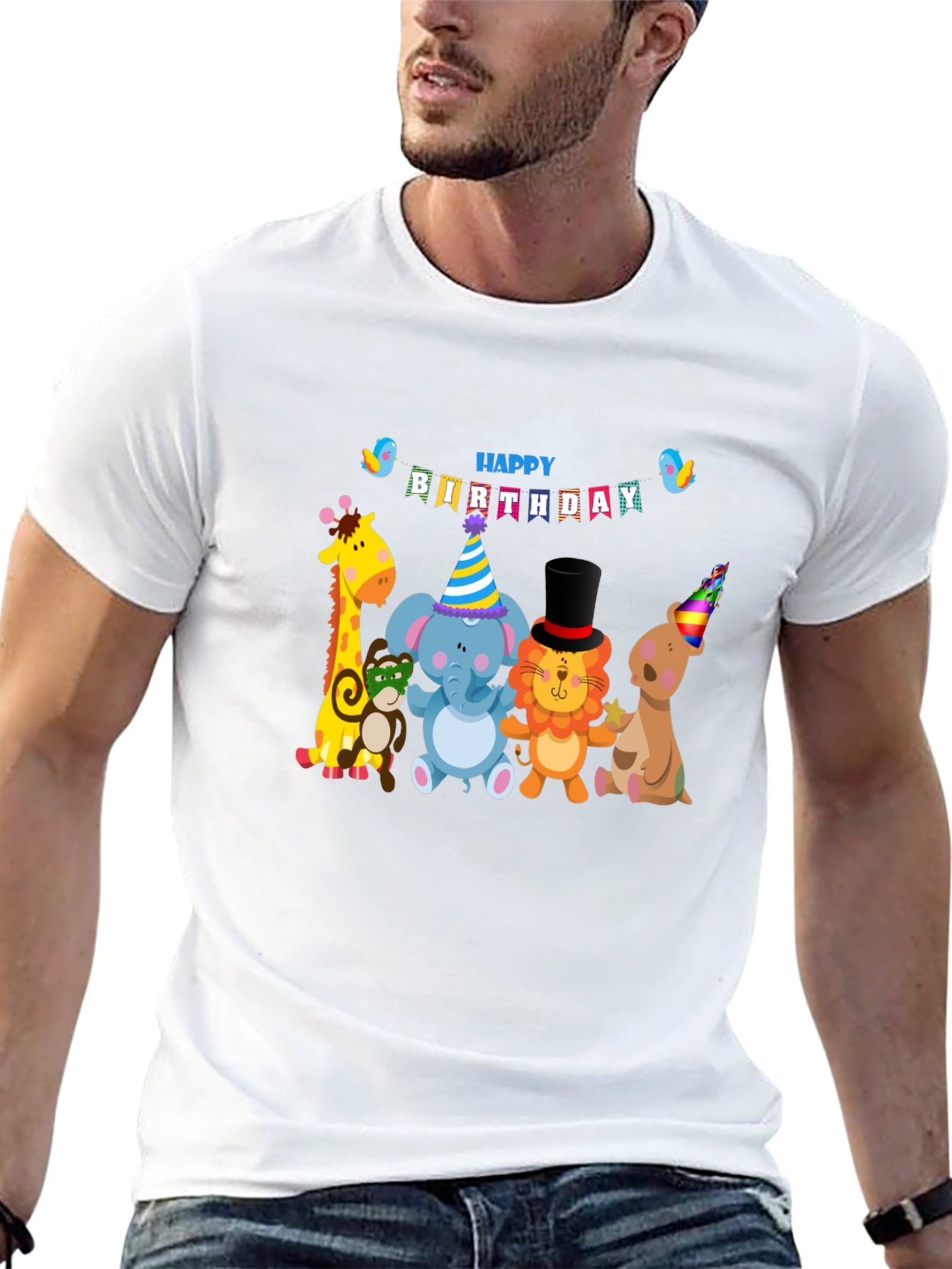 Birthday Animals Graphic Tee - Fun Celebration Shirt