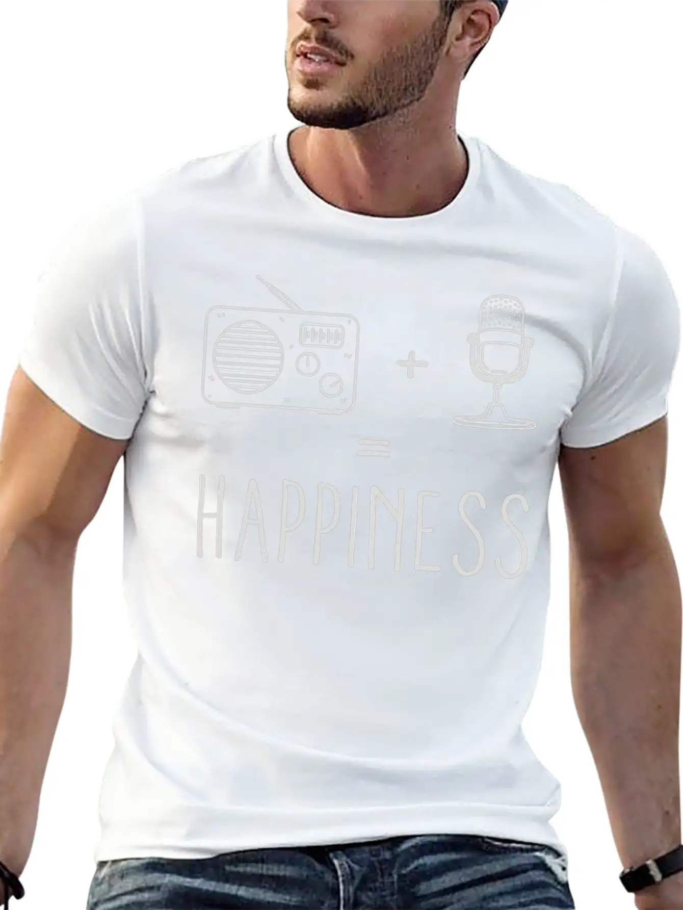 Radio Microphone Happiness Lightweight Cotton T-Shirt – Daily Comfort Graphic Shirt