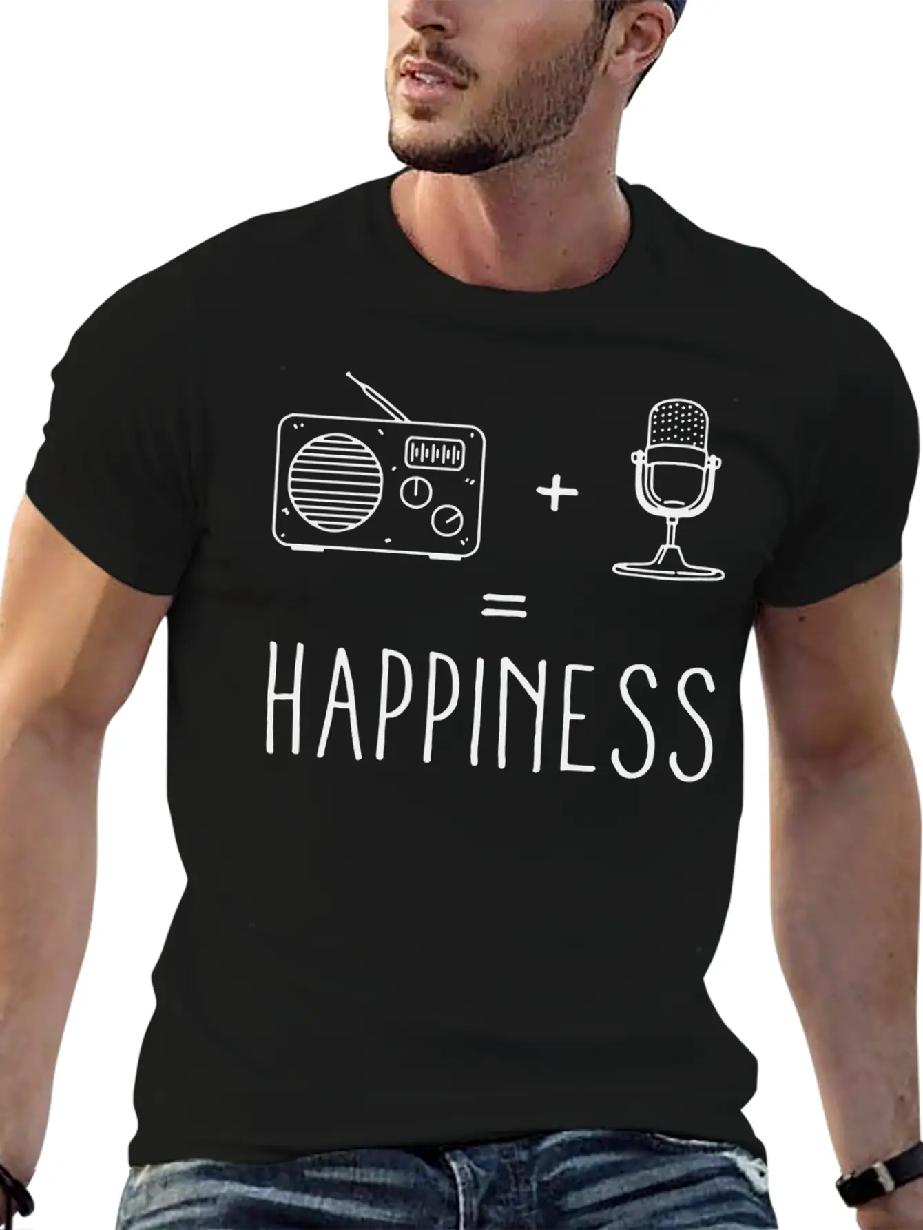 Radio Microphone Happiness Lightweight Cotton T-Shirt – Daily Comfort Graphic Shirt
