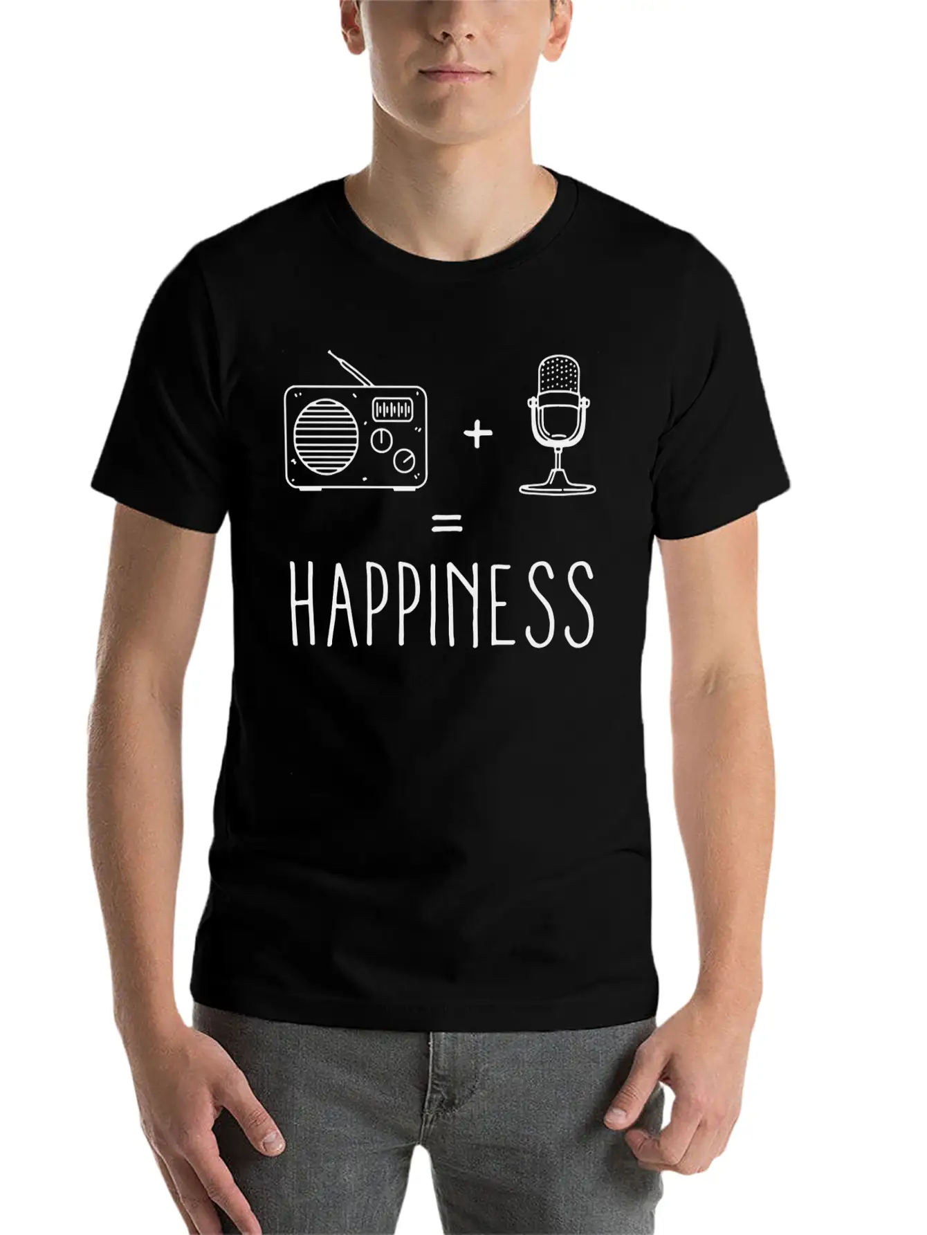 Radio Microphone Happiness Lightweight Cotton T-Shirt – Daily Comfort Graphic Shirt