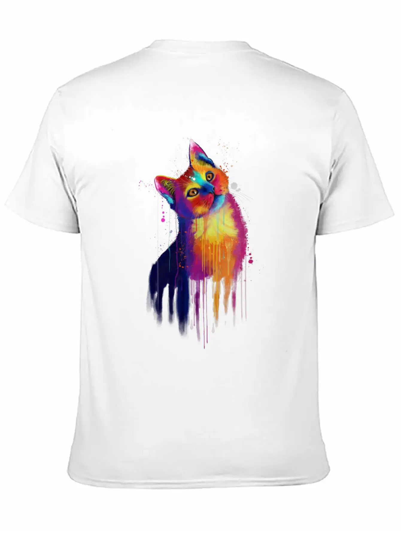 Rainbow Kitty Painting Lightweight Cotton T-Shirt – Daily Comfort Graphic Shirt