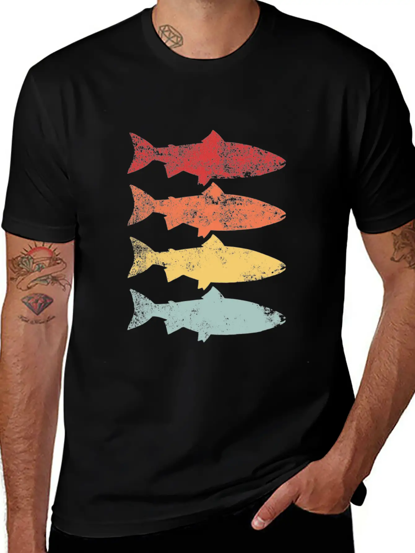 Rainbow Trout Fishing Retro Vintage Fish Gift Lightweight Cotton T-Shirt – Daily Comfort Graphic Shirt