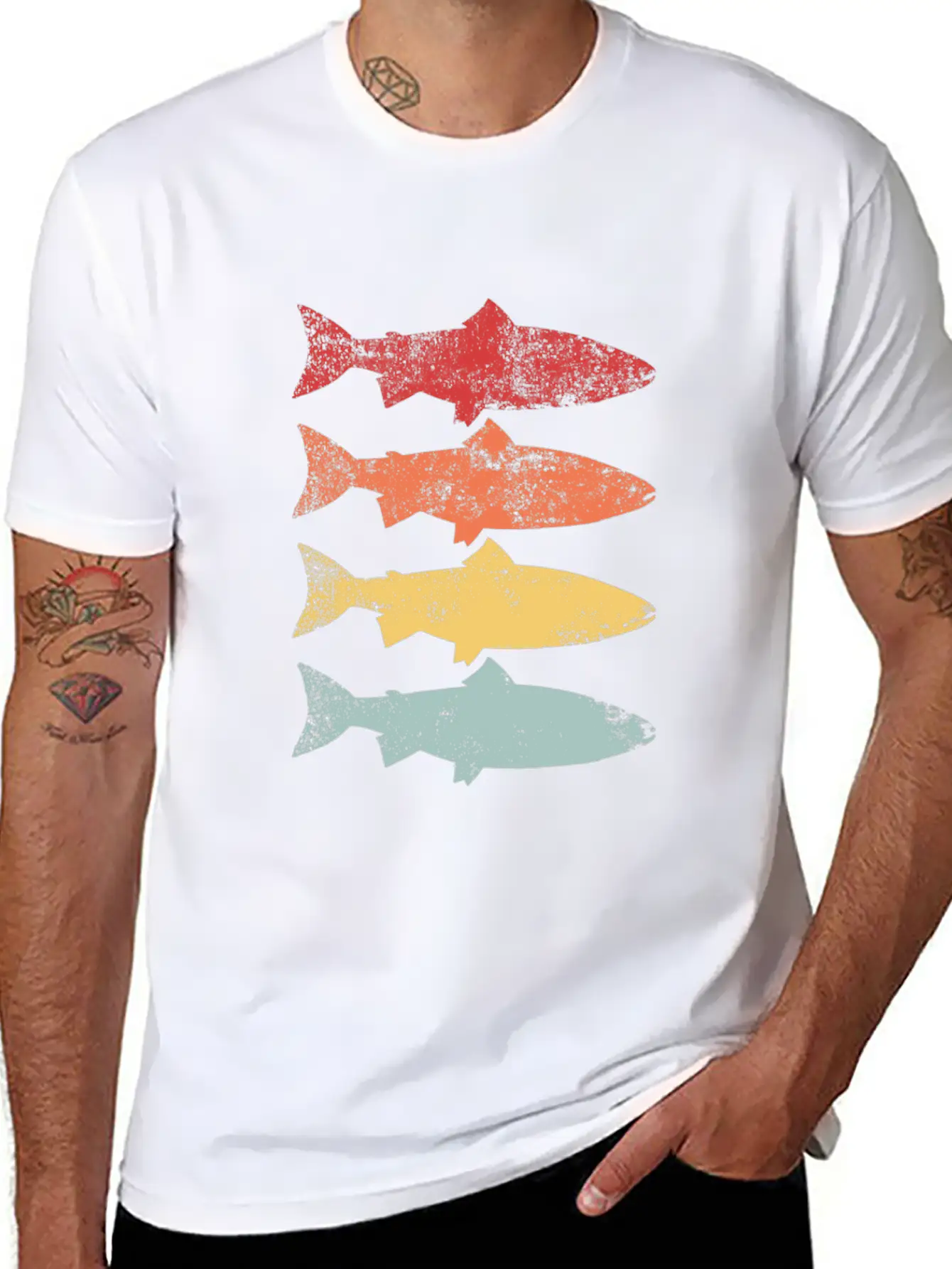 Rainbow Trout Fishing Retro Vintage Fish Gift Lightweight Cotton T-Shirt – Daily Comfort Graphic Shirt