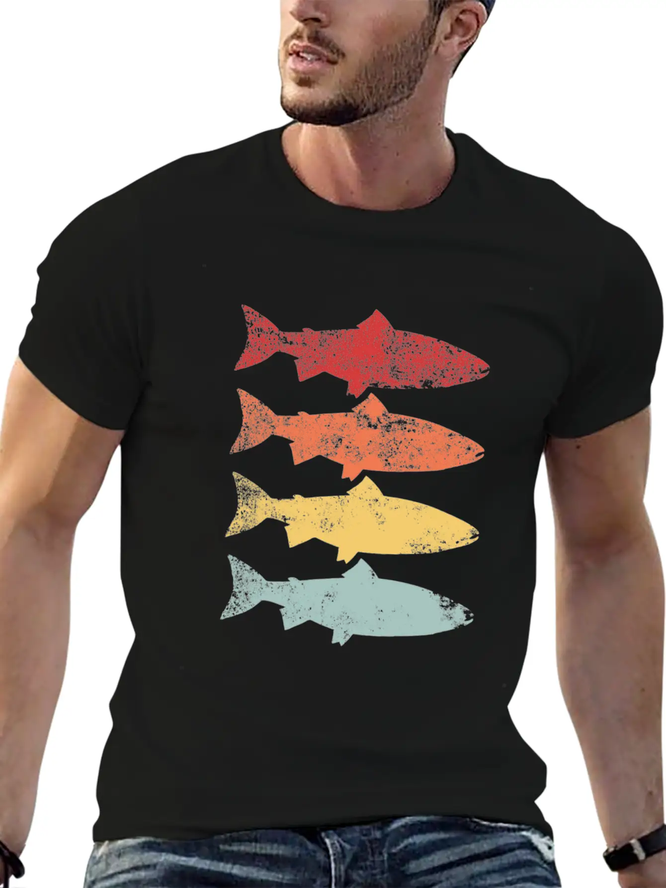 Rainbow Trout Fishing Retro Vintage Fish Gift Lightweight Cotton T-Shirt – Daily Comfort Graphic Shirt