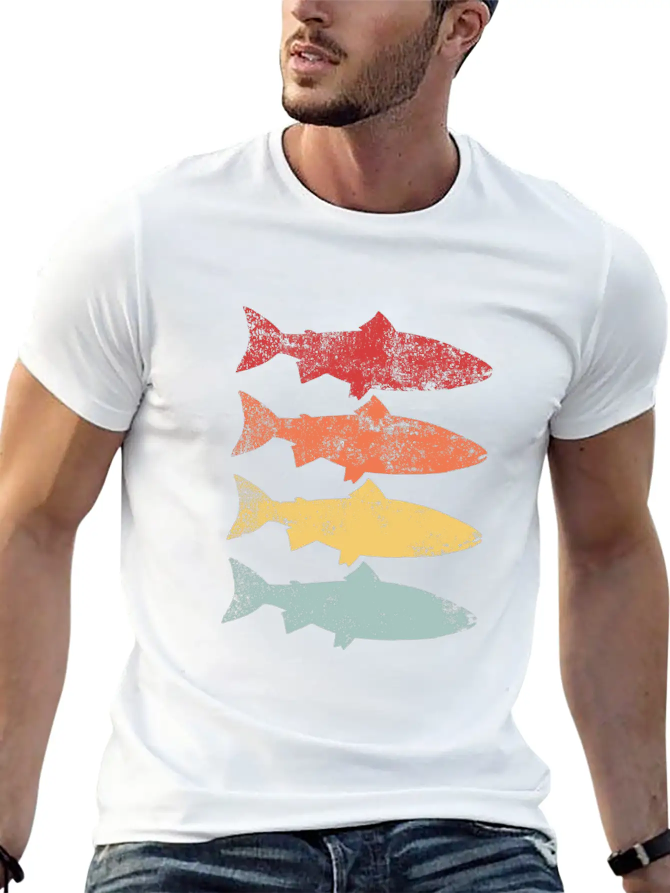 Rainbow Trout Fishing Retro Vintage Fish Gift Lightweight Cotton T-Shirt – Daily Comfort Graphic Shirt