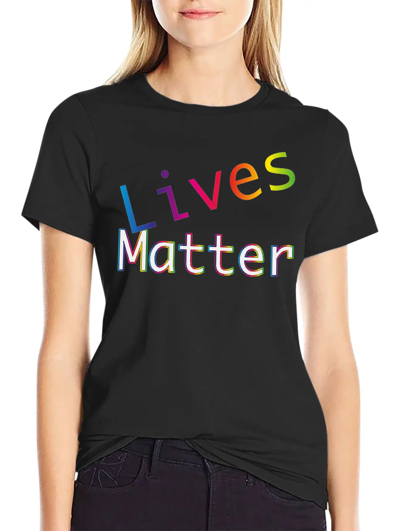 Rainbow Typography Lives Matter Lightweight Cotton T-Shirt – Daily Comfort Graphic Shirt