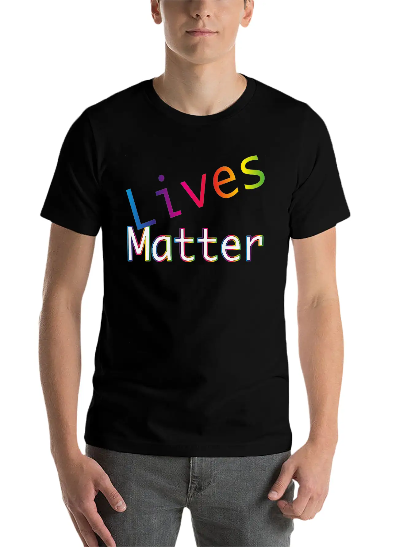 Rainbow Typography Lives Matter Lightweight Cotton T-Shirt – Daily Comfort Graphic Shirt