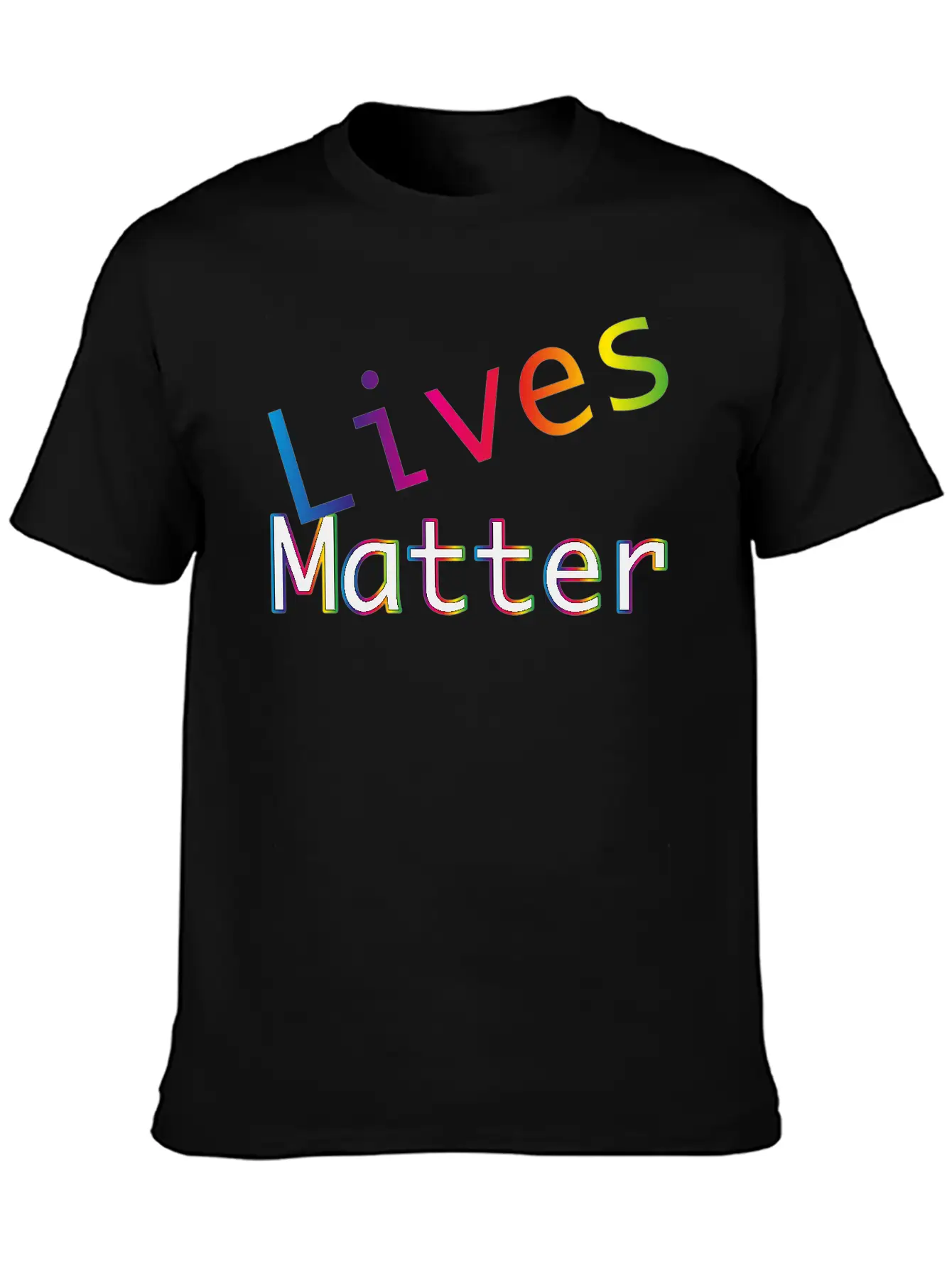 Rainbow Typography Lives Matter Lightweight Cotton T-Shirt – Daily Comfort Graphic Shirt