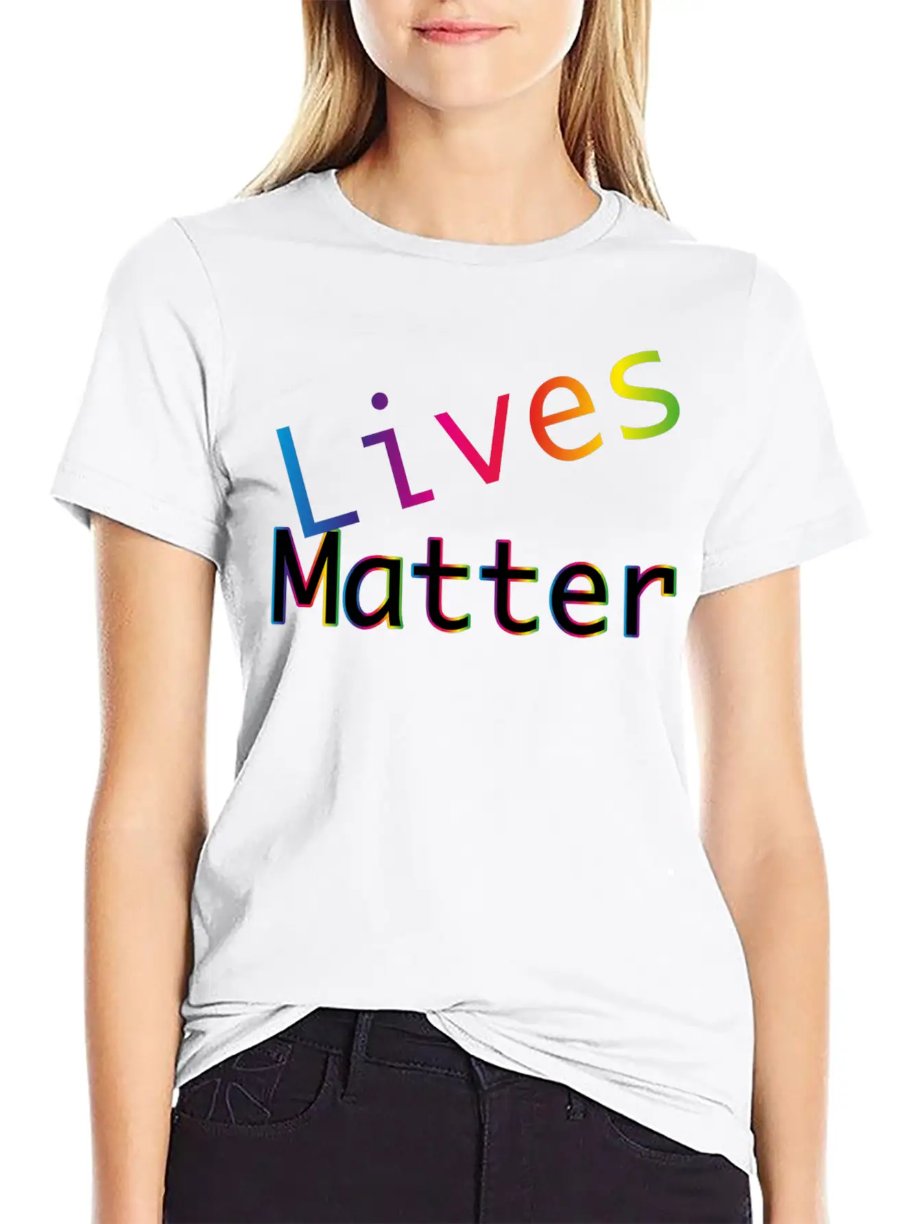Rainbow Typography Lives Matter Lightweight Cotton T-Shirt – Daily Comfort Graphic Shirt
