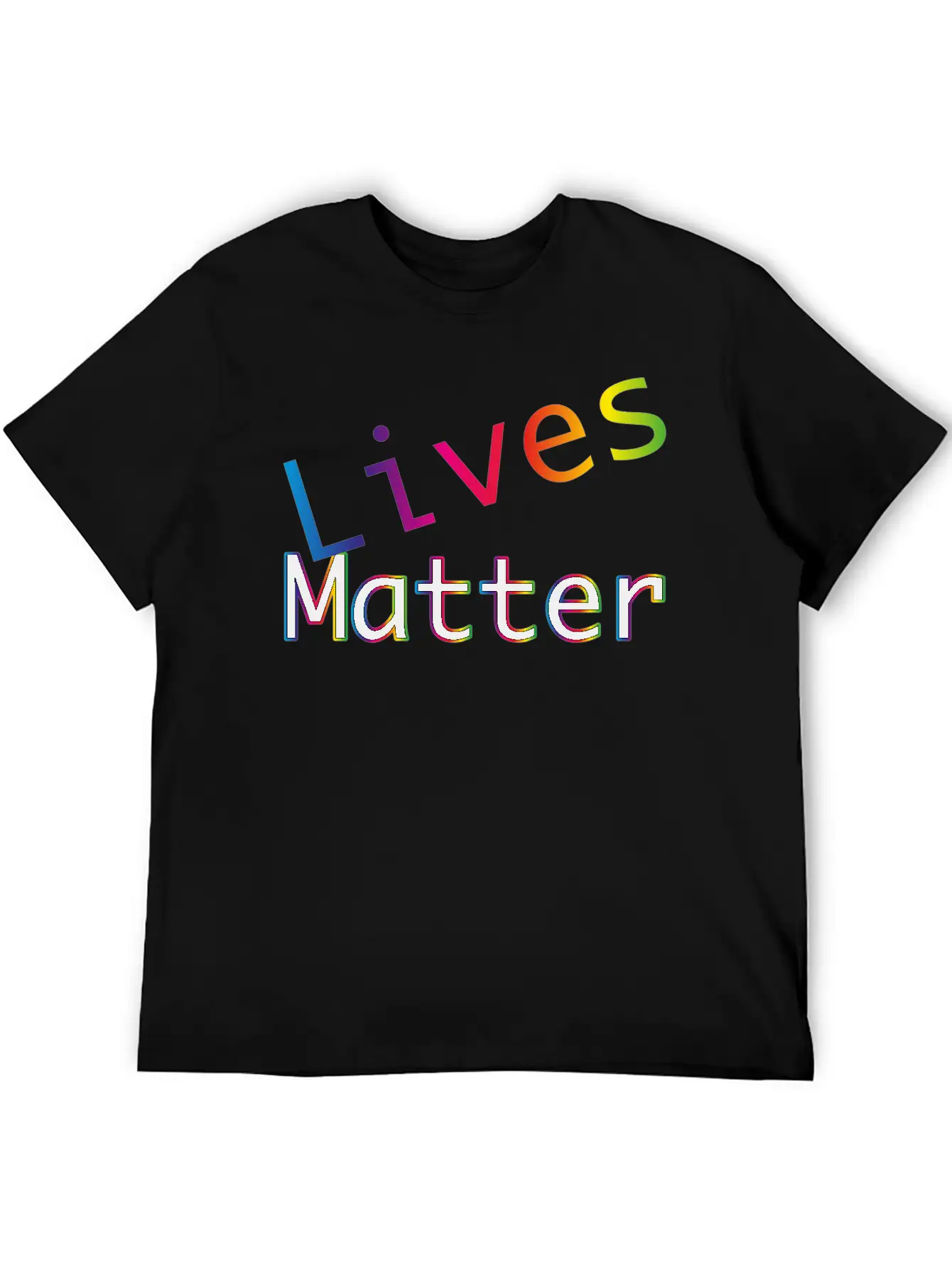 Rainbow Typography Lives Matter Lightweight Cotton T-Shirt – Daily Comfort Graphic Shirt