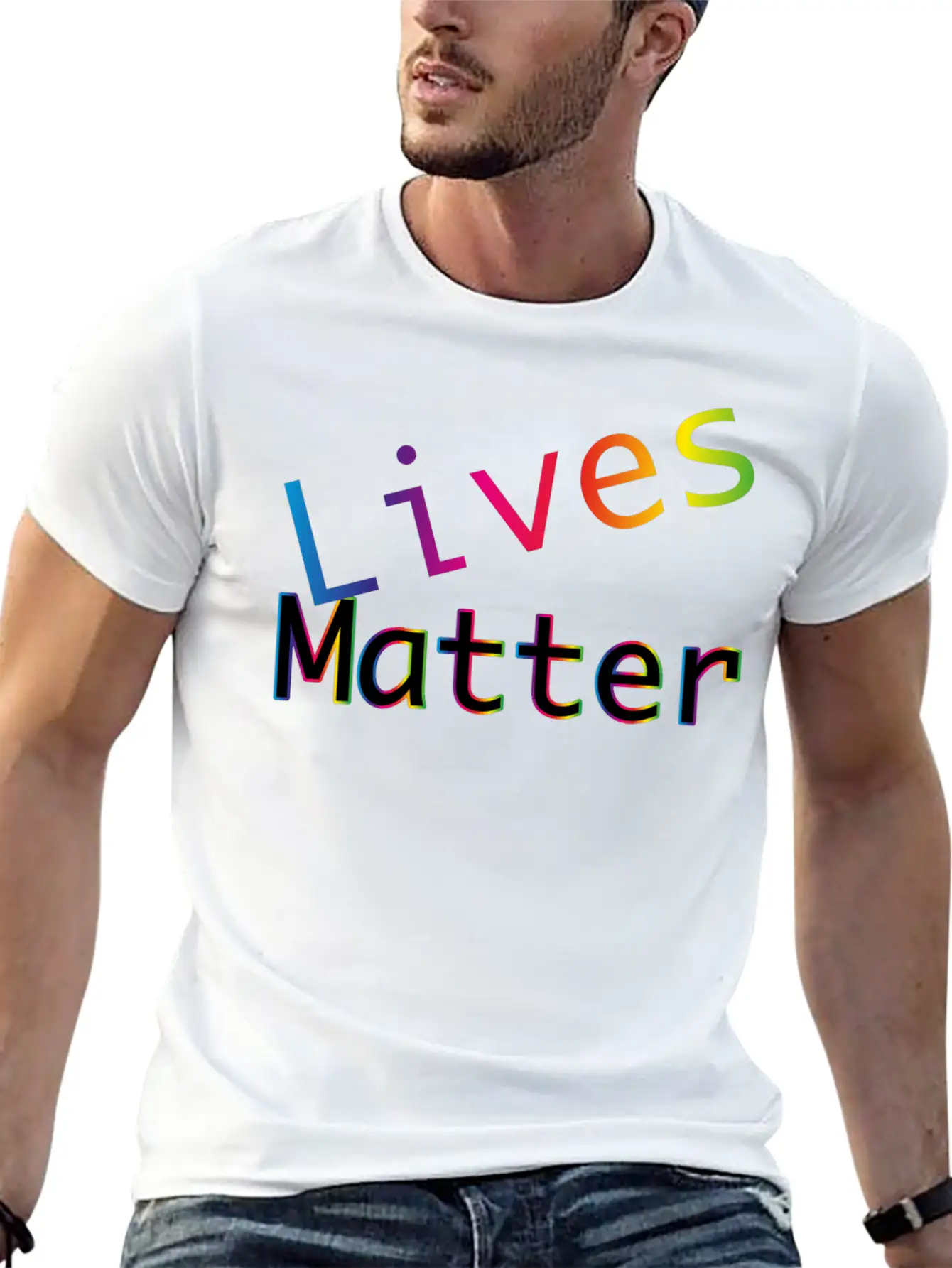 Rainbow Typography Lives Matter Lightweight Cotton T-Shirt – Daily Comfort Graphic Shirt