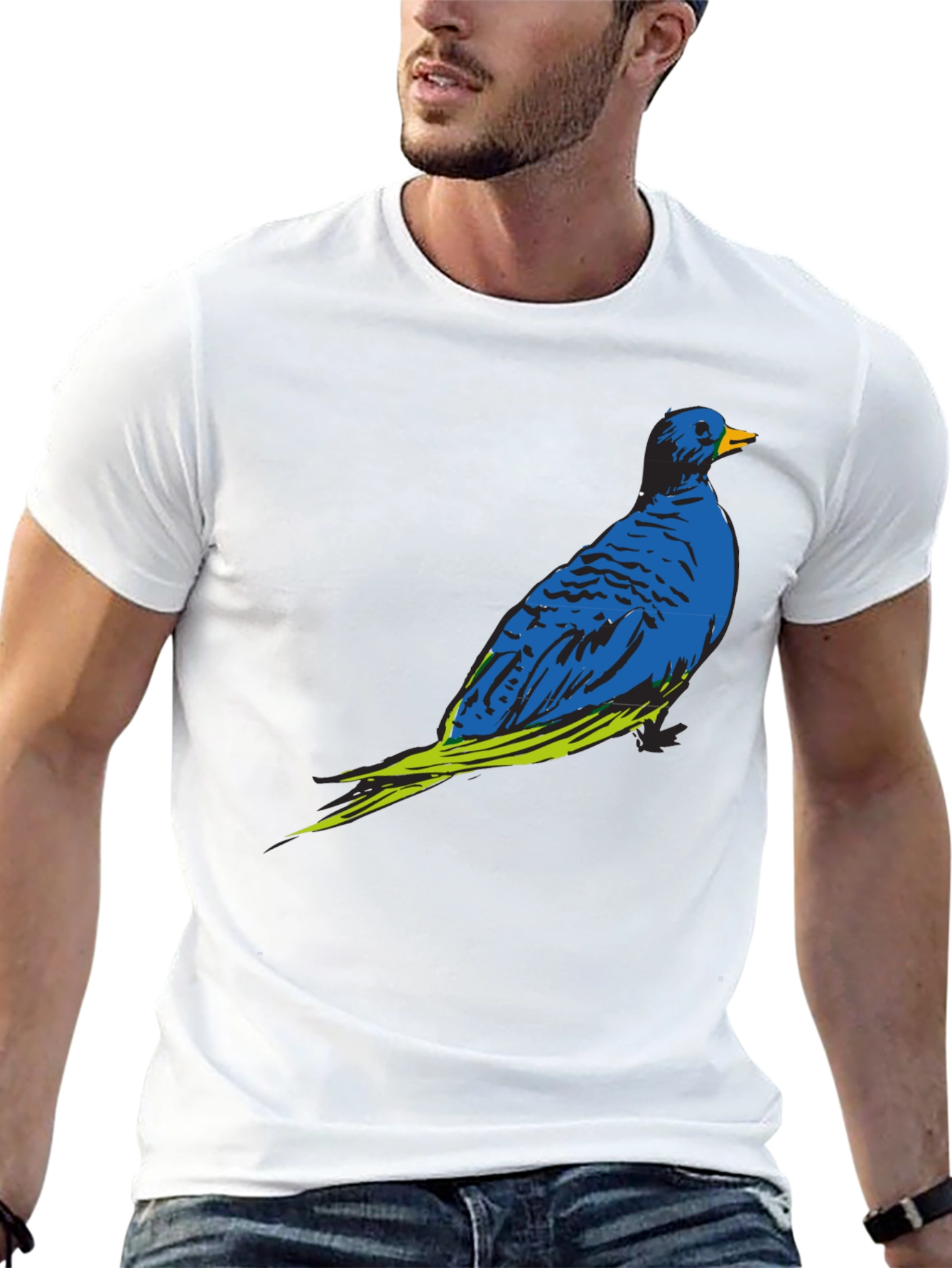 Blue Bird Graphic Print Crew Neck T-Shirt