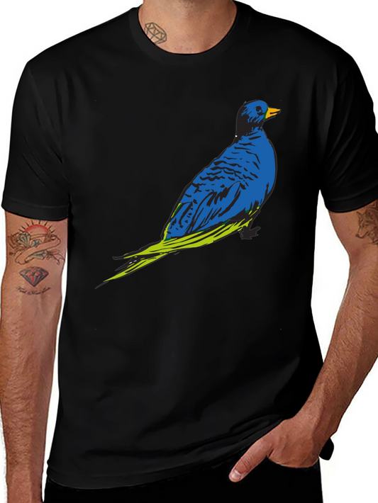 Blue Bird Graphic Print Crew Neck T-Shirt
