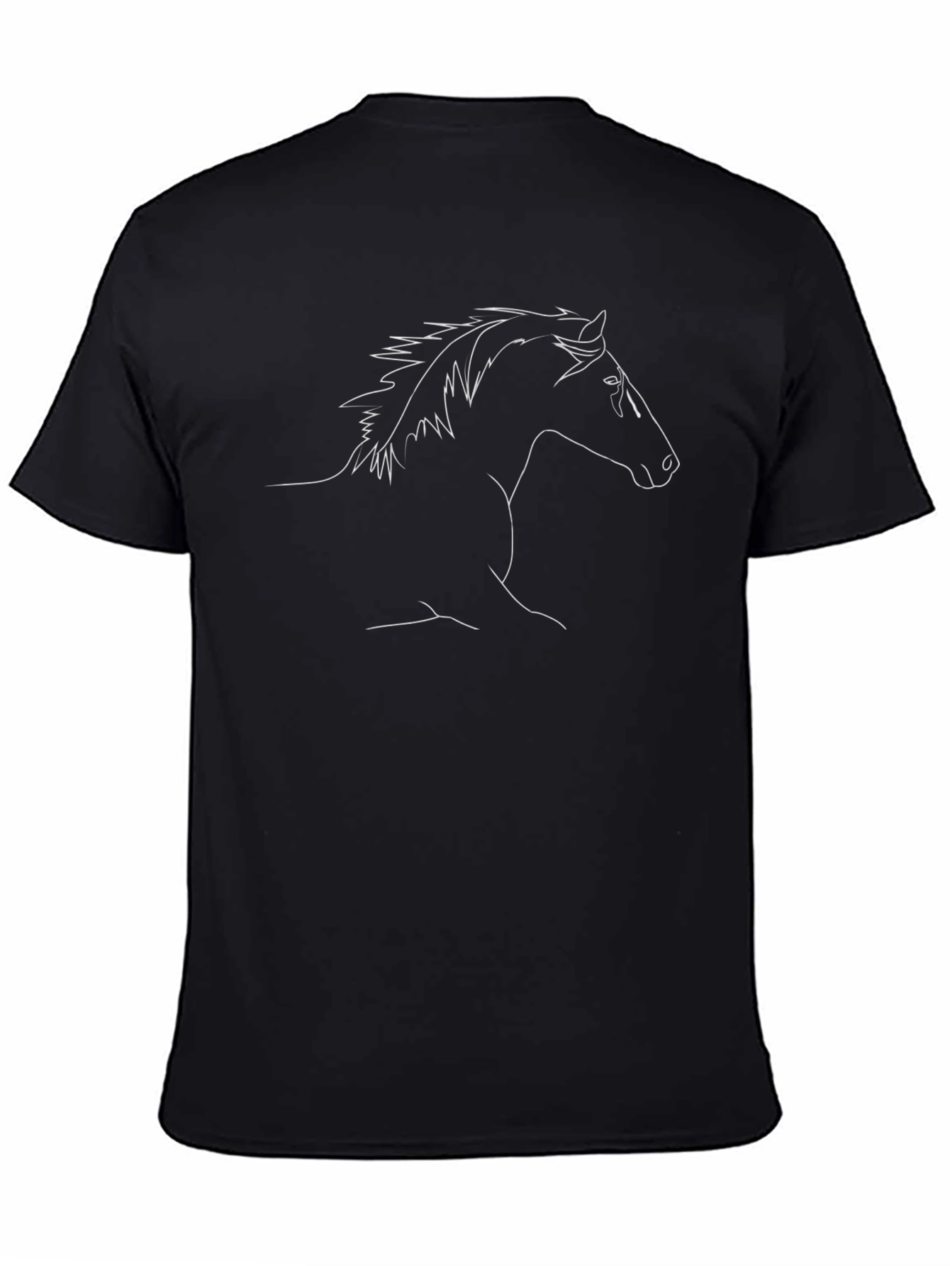 Black Horse Outline Tee - Classic & Stylish