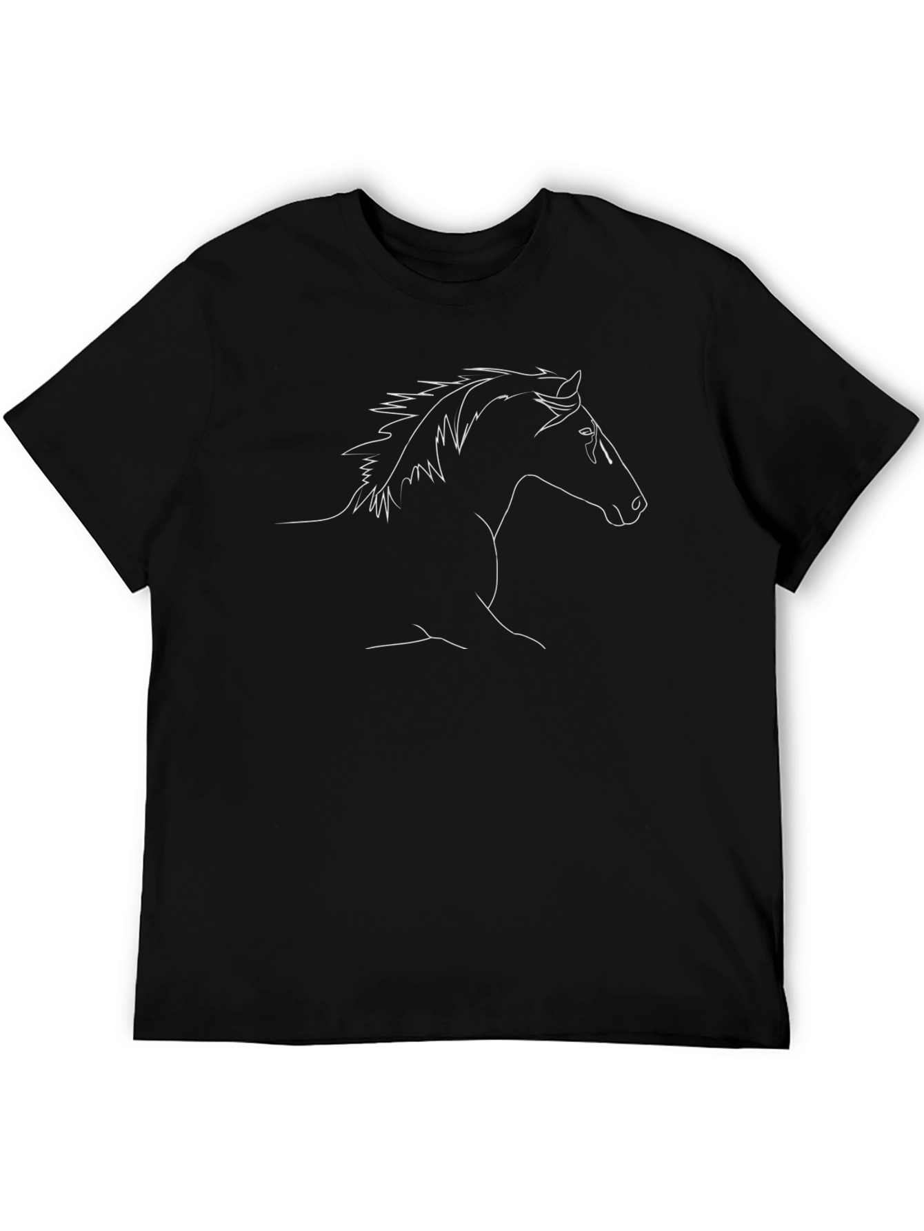Black Horse Outline Tee - Classic & Stylish