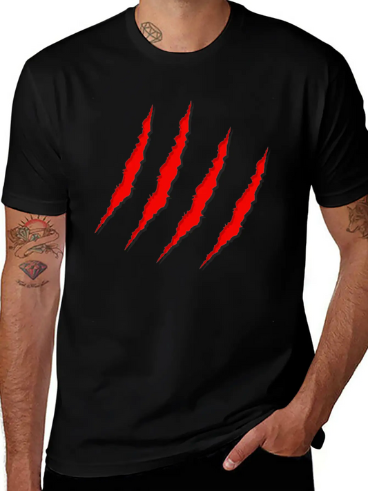 Red Claws Scratches Lightweight Cotton T-Shirt – Daily Comfort Graphic Shirt