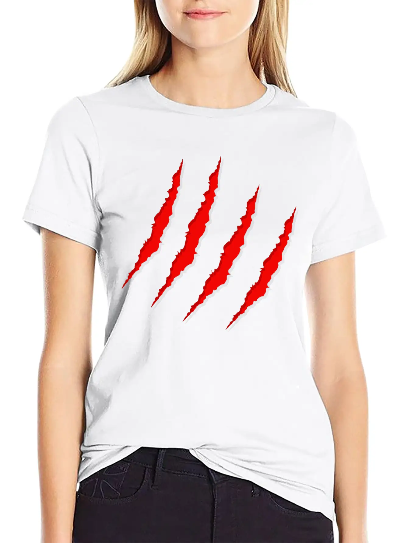 Red Claws Scratches Lightweight Cotton T-Shirt – Daily Comfort Graphic Shirt