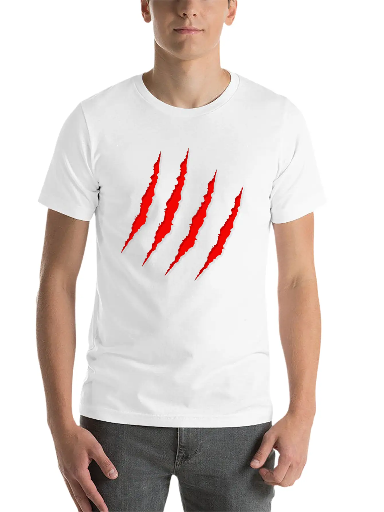 Red Claws Scratches Lightweight Cotton T-Shirt – Daily Comfort Graphic Shirt