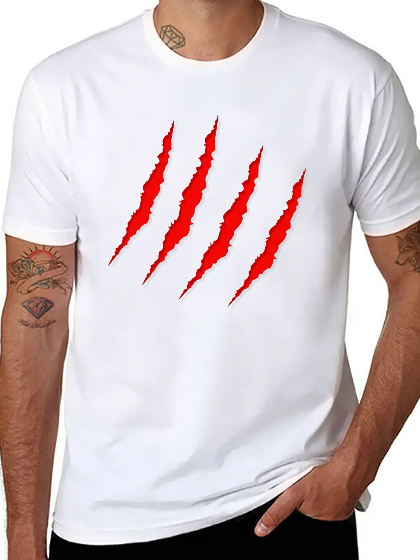 Red Claws Scratches Lightweight Cotton T-Shirt – Daily Comfort Graphic Shirt