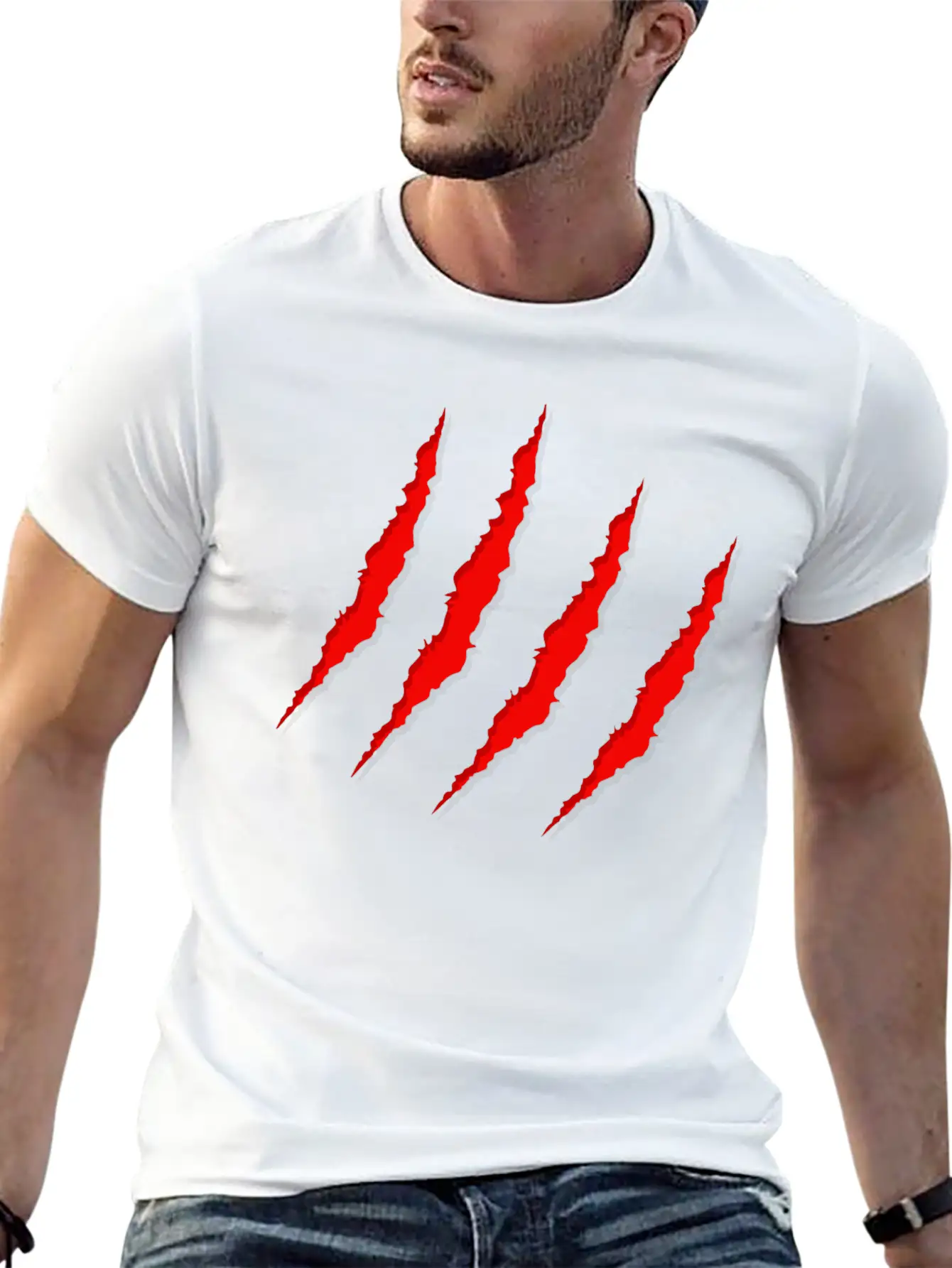 Red Claws Scratches Lightweight Cotton T-Shirt – Daily Comfort Graphic Shirt