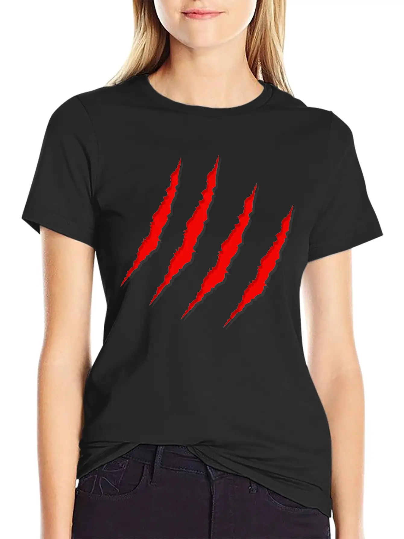 Red Claws Scratches Lightweight Cotton T-Shirt – Daily Comfort Graphic Shirt