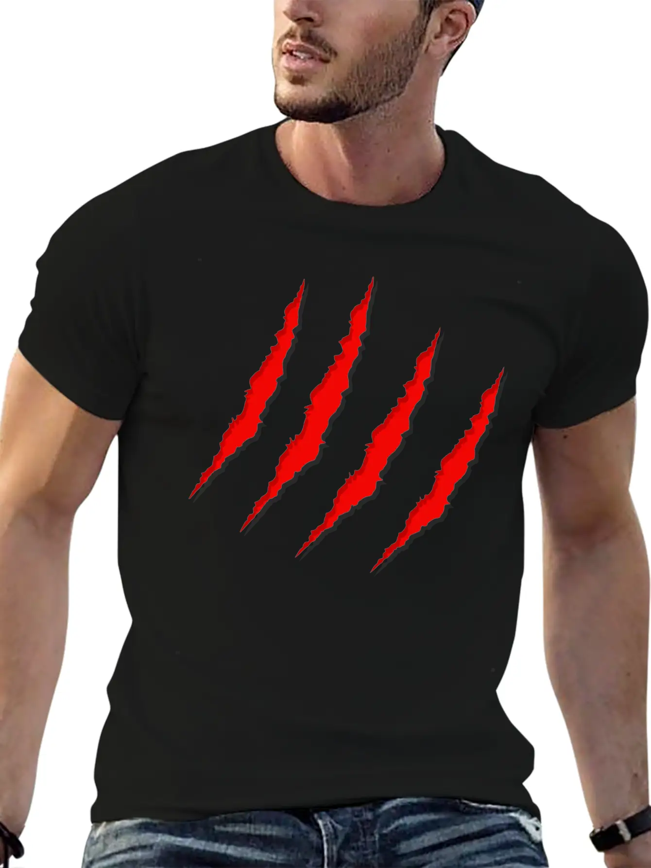 Red Claws Scratches Lightweight Cotton T-Shirt – Daily Comfort Graphic Shirt