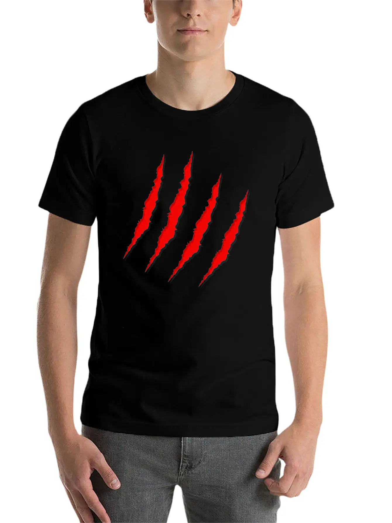 Red Claws Scratches Lightweight Cotton T-Shirt – Daily Comfort Graphic Shirt