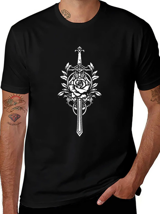 Red Rose Goth Sword Lightweight Cotton T-Shirt – Daily Comfort Graphic Shirt