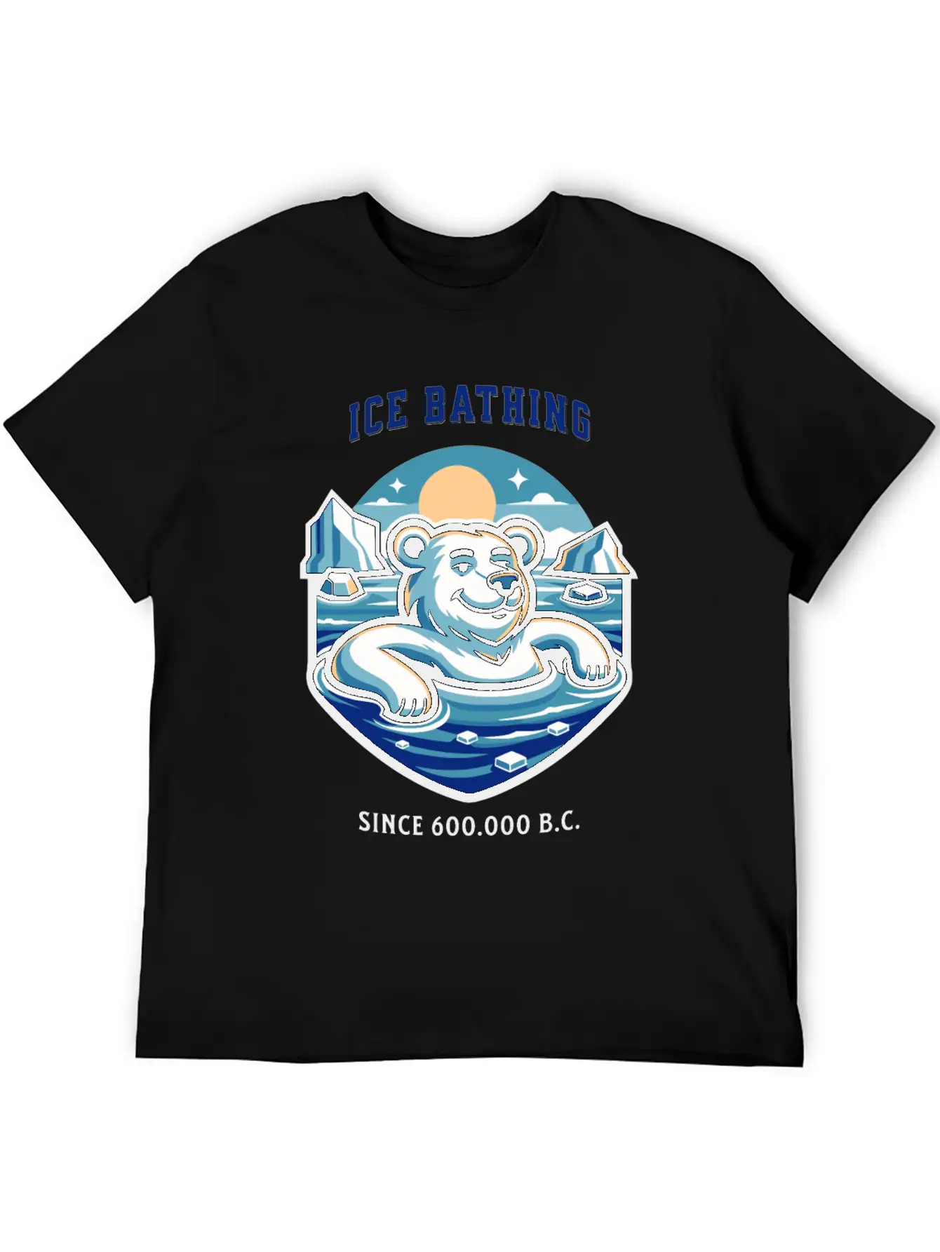Relaxed Polar Bear Takies Ice Bath Funny Mascot Lightweight Cotton T-Shirt – Daily Comfort Graphic Shirt