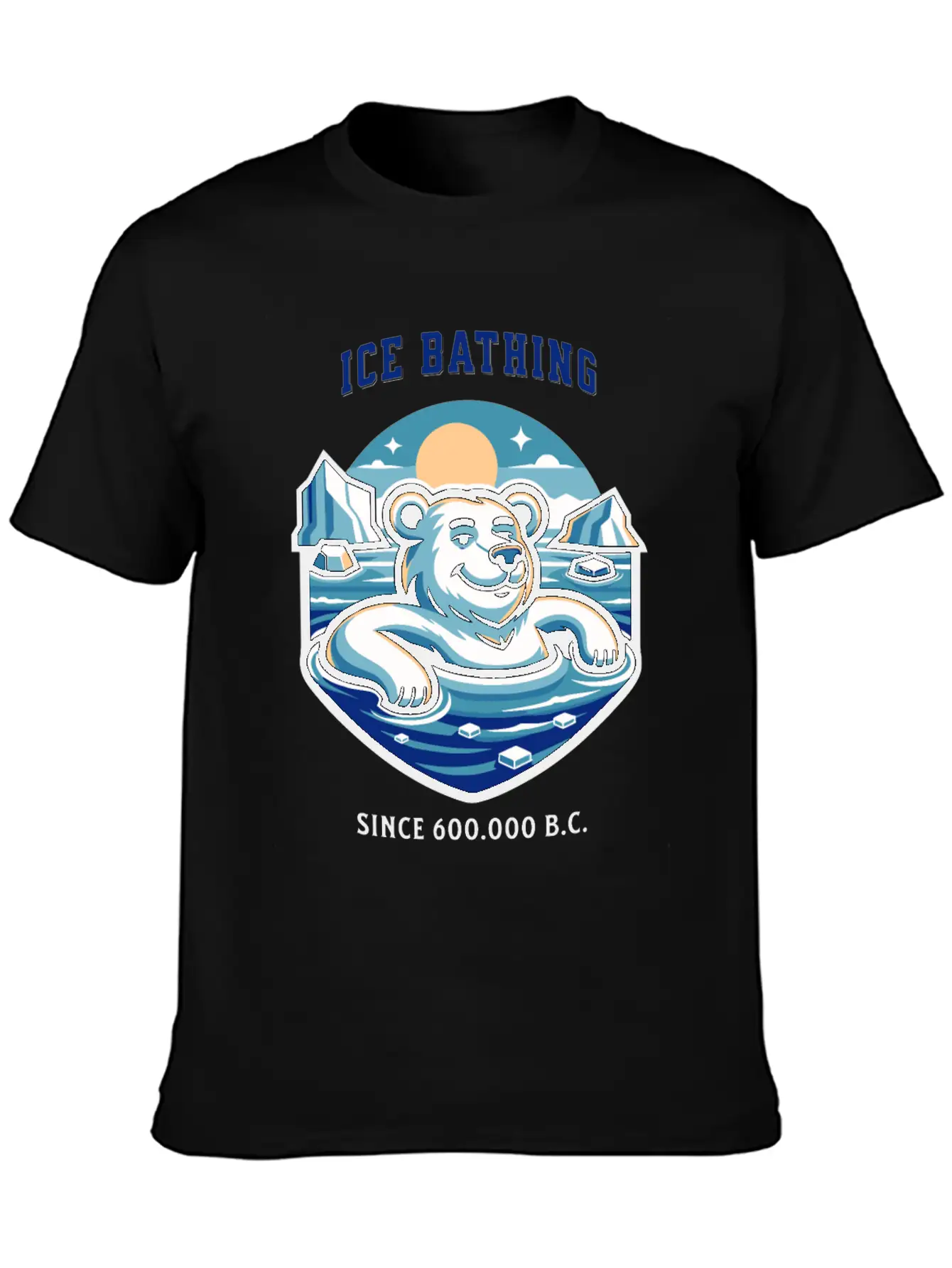 Relaxed Polar Bear Takies Ice Bath Funny Mascot Lightweight Cotton T-Shirt – Daily Comfort Graphic Shirt