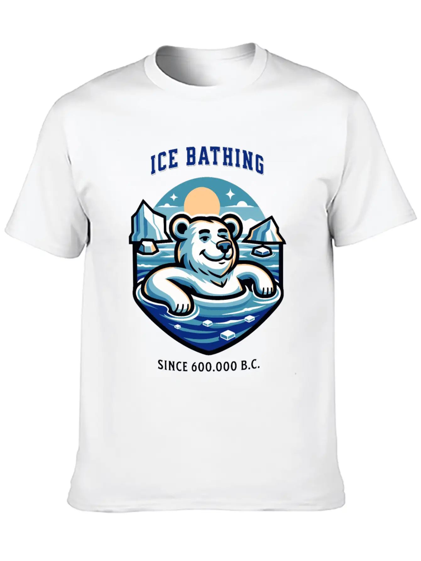 Relaxed Polar Bear Takies Ice Bath Funny Mascot Lightweight Cotton T-Shirt – Daily Comfort Graphic Shirt