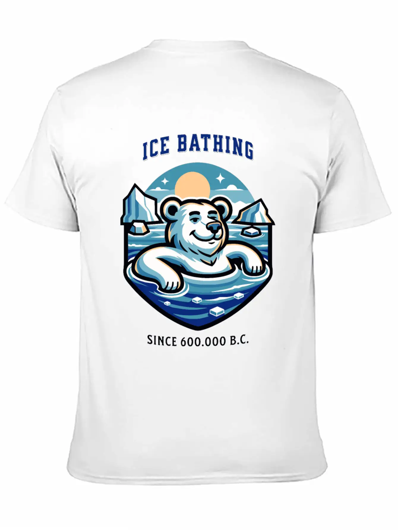 Relaxed Polar Bear Takies Ice Bath Funny Mascot Lightweight Cotton T-Shirt – Daily Comfort Graphic Shirt